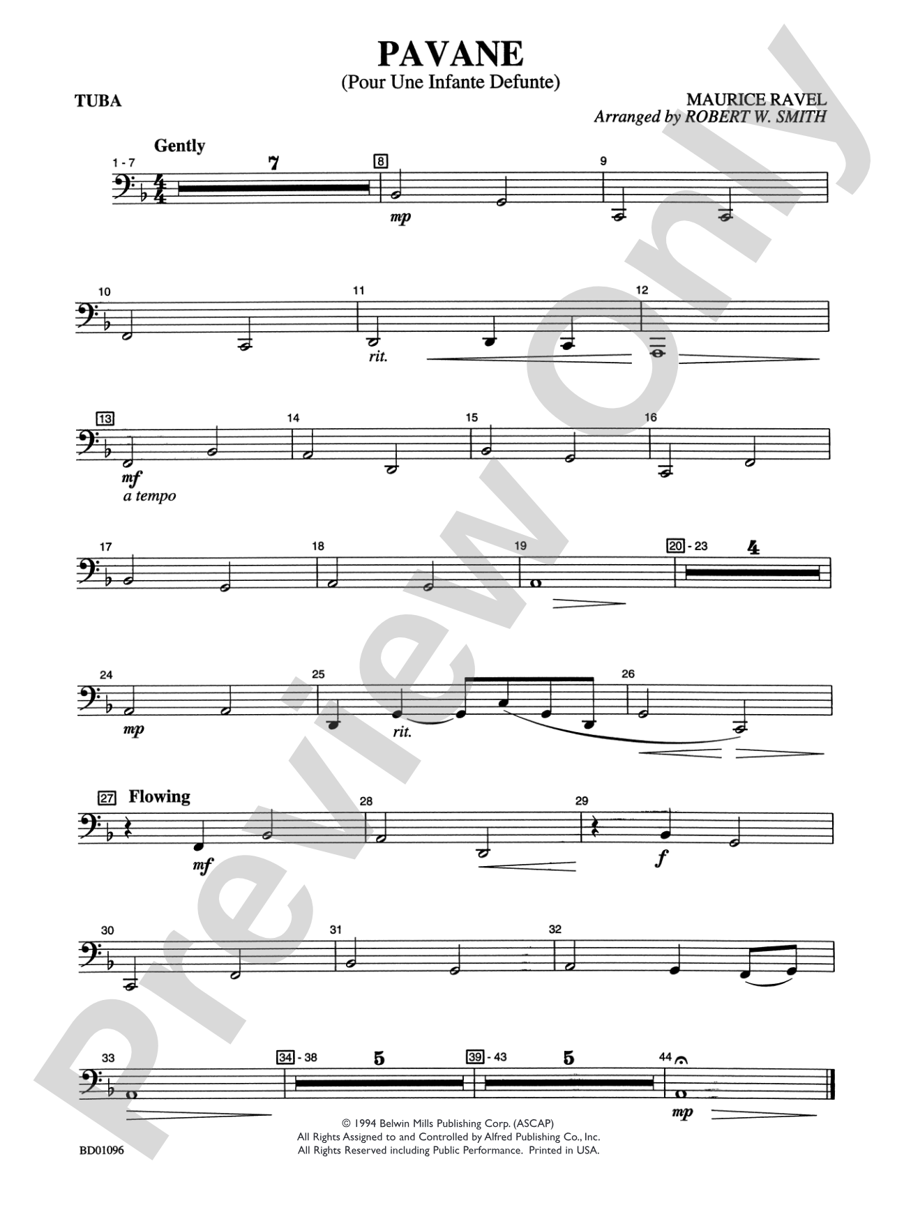 Pavane (Pour Une Infante Defunte): Tuba