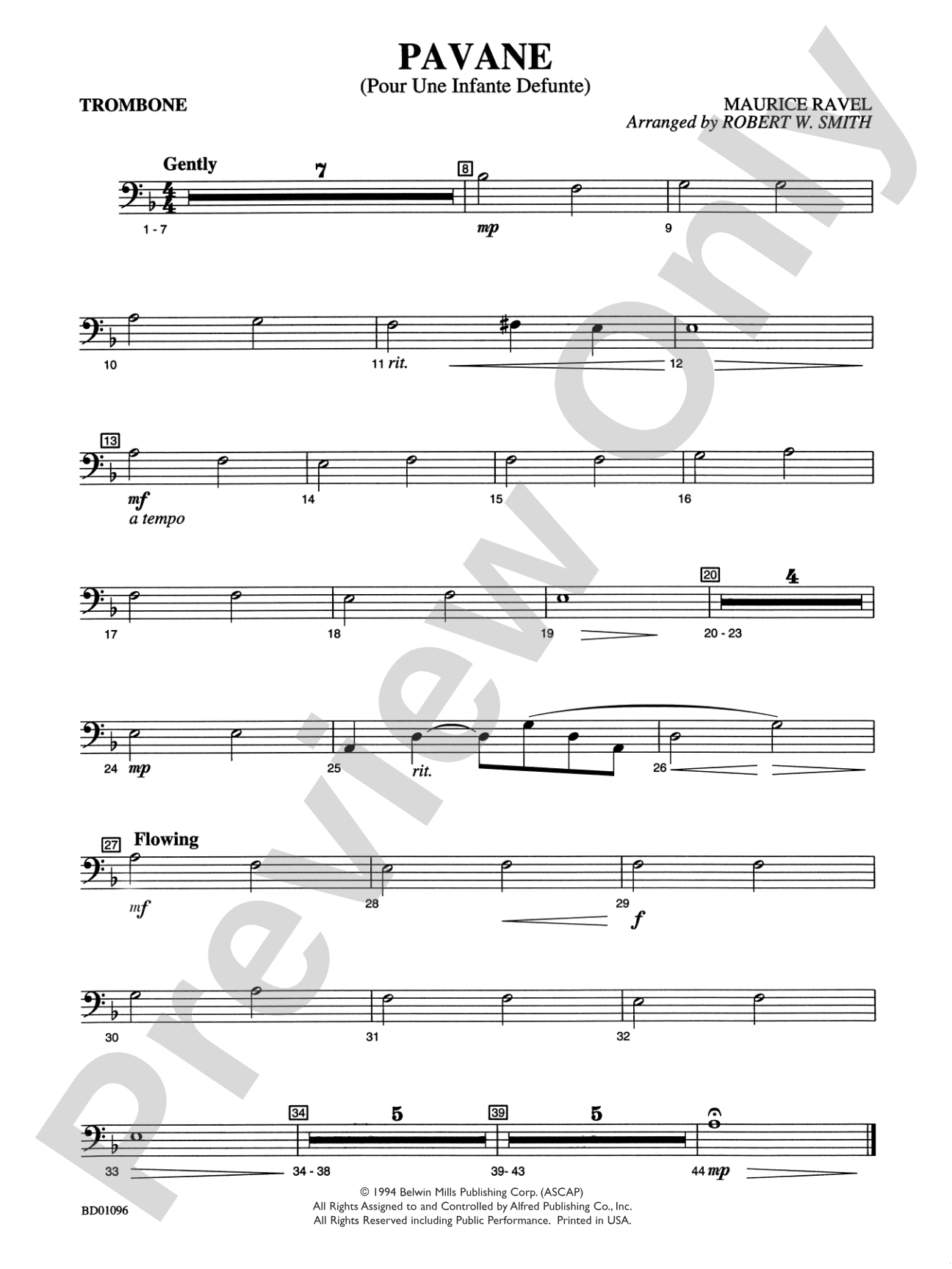Pavane (Pour Une Infante Defunte): 1st Trombone