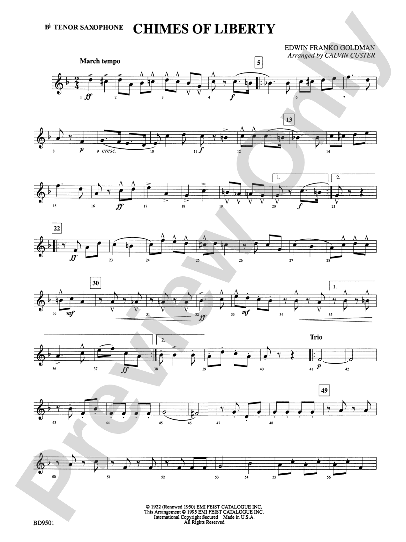 The Chimes of Liberty: B-flat Tenor Saxophone