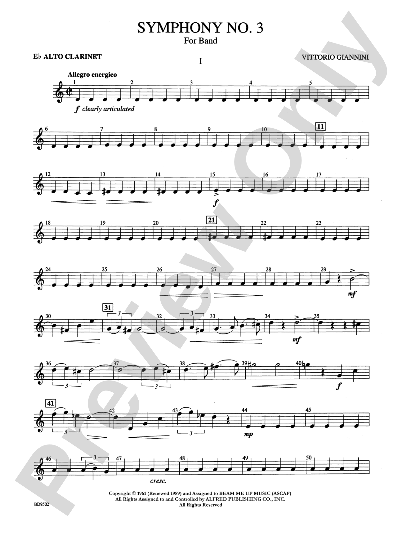 Symphony No. 3 for Band: E-flat Alto Clarinet