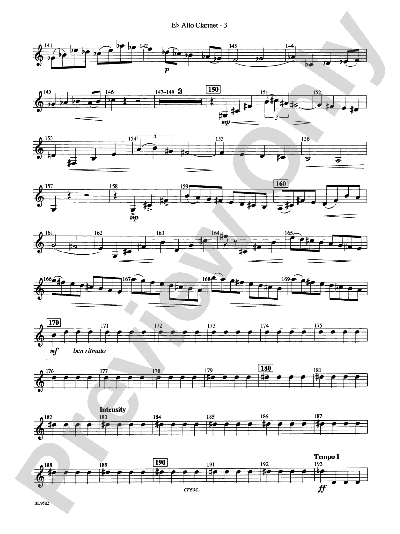 Symphony No. 3 for Band: E-flat Alto Clarinet