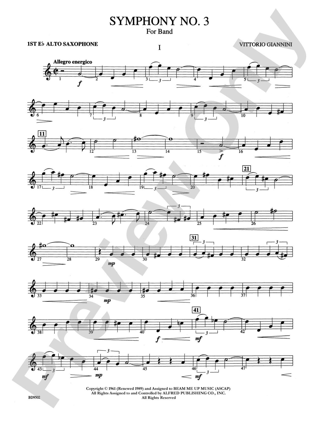 Symphony No. 3 for Band: E-flat Alto Saxophone