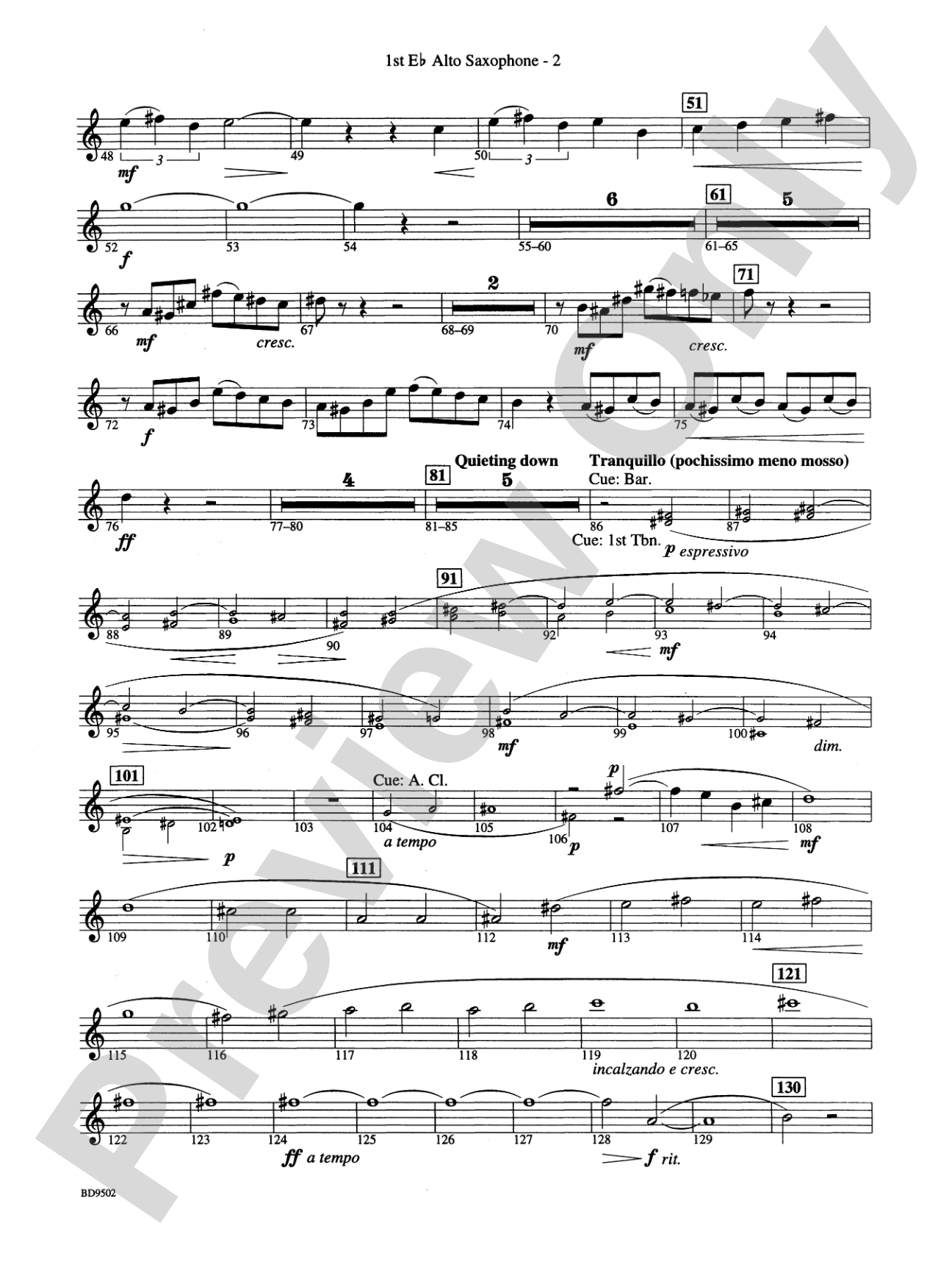Symphony No. 3 for Band: E-flat Alto Saxophone