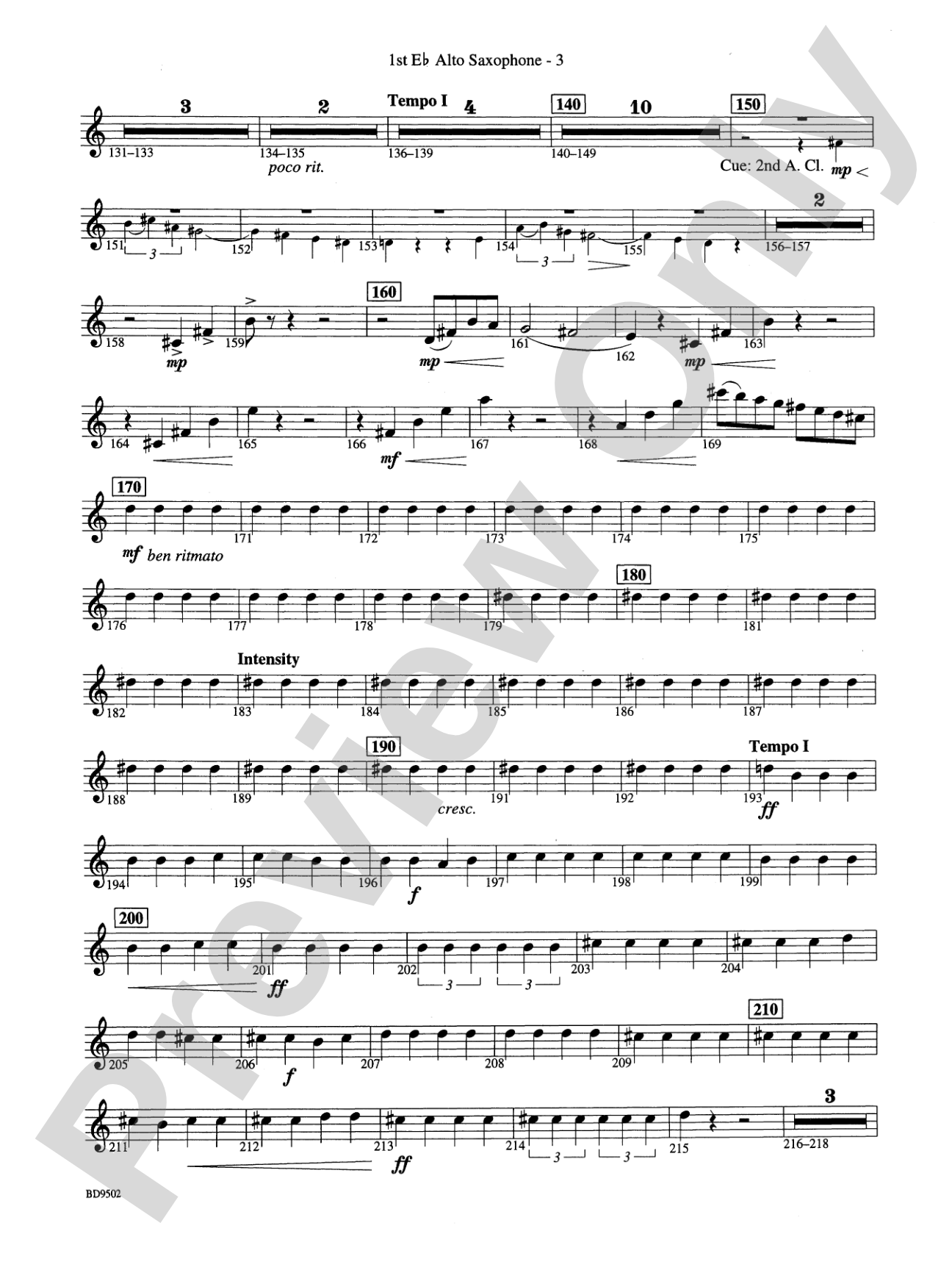Symphony No. 3 for Band: E-flat Alto Saxophone