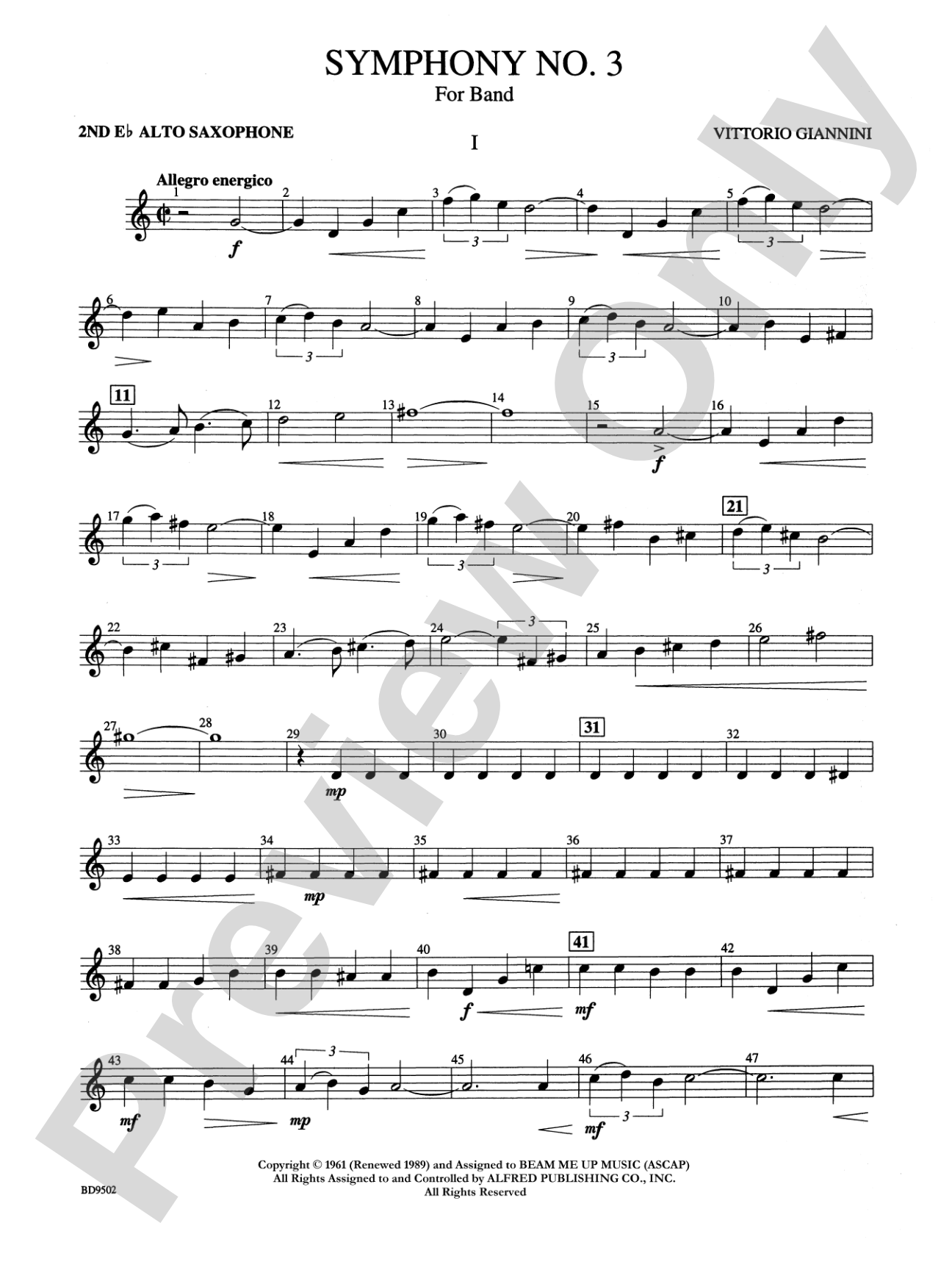 Symphony No. 3 for Band: 2nd E-flat Alto Saxophone