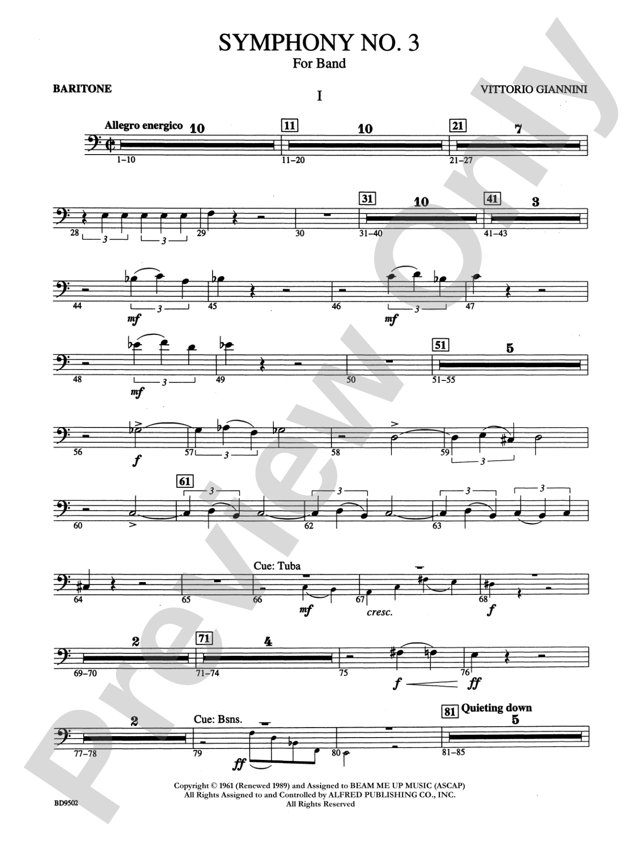 Symphony No. 3 for Band: Baritone B.C.