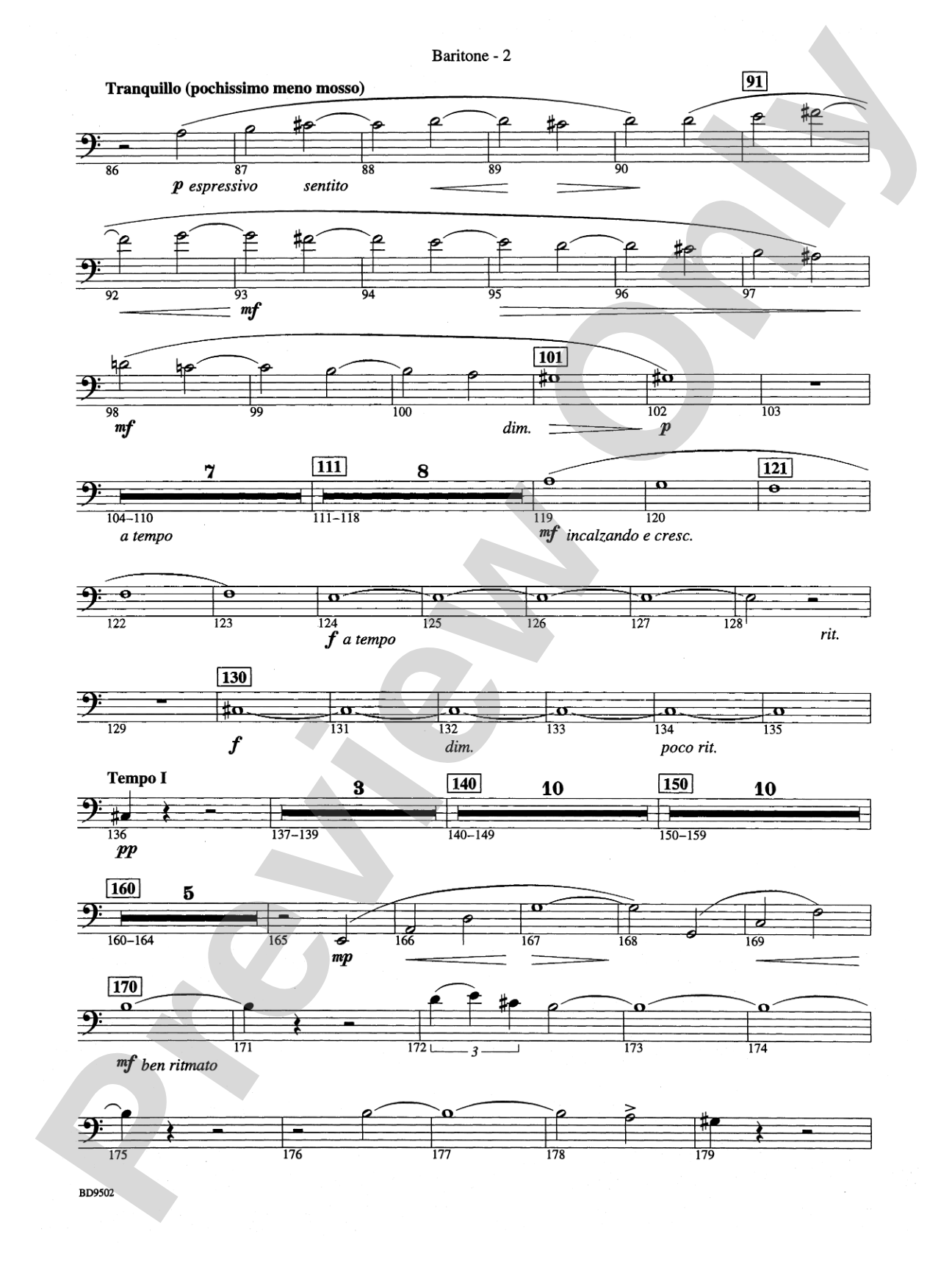 Symphony No. 3 for Band: Baritone B.C.