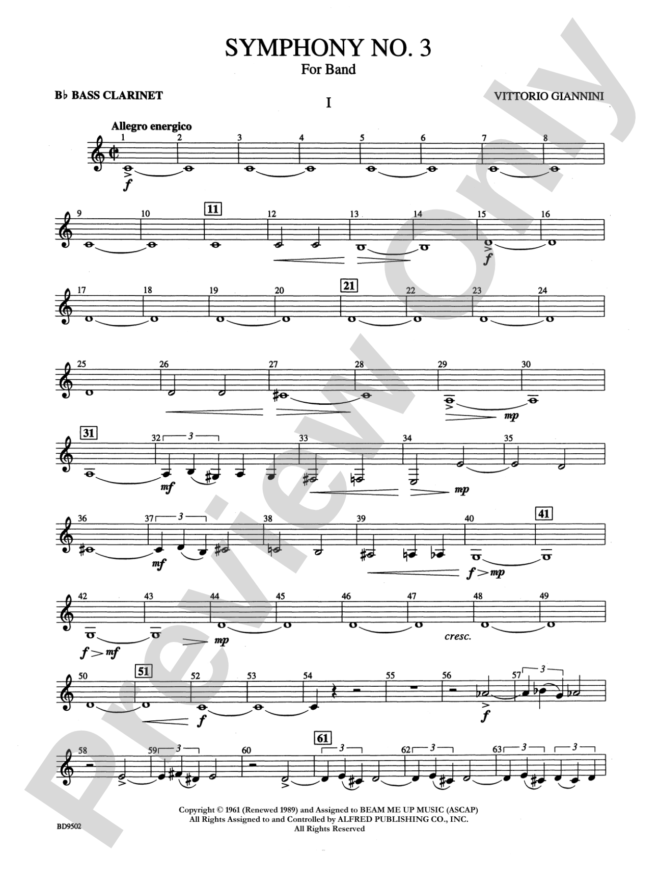 Symphony No. 3 for Band: B-flat Bass Clarinet