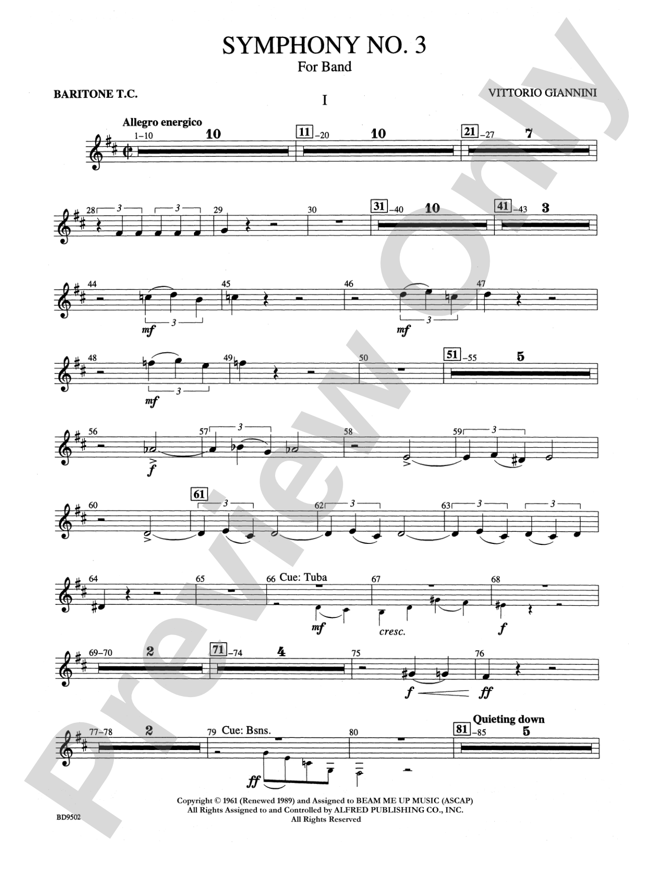 Symphony No. 3 for Band: Baritone T.C.