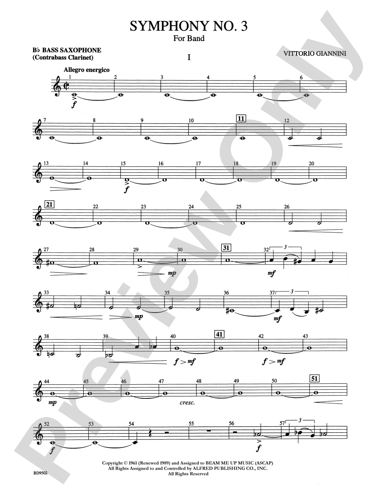 Symphony No. 3 for Band: B-flat Bass Saxophone