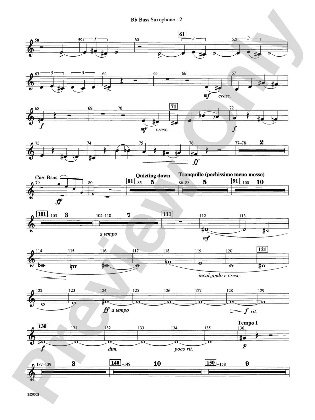 Symphony No. 3 for Band: B-flat Bass Saxophone