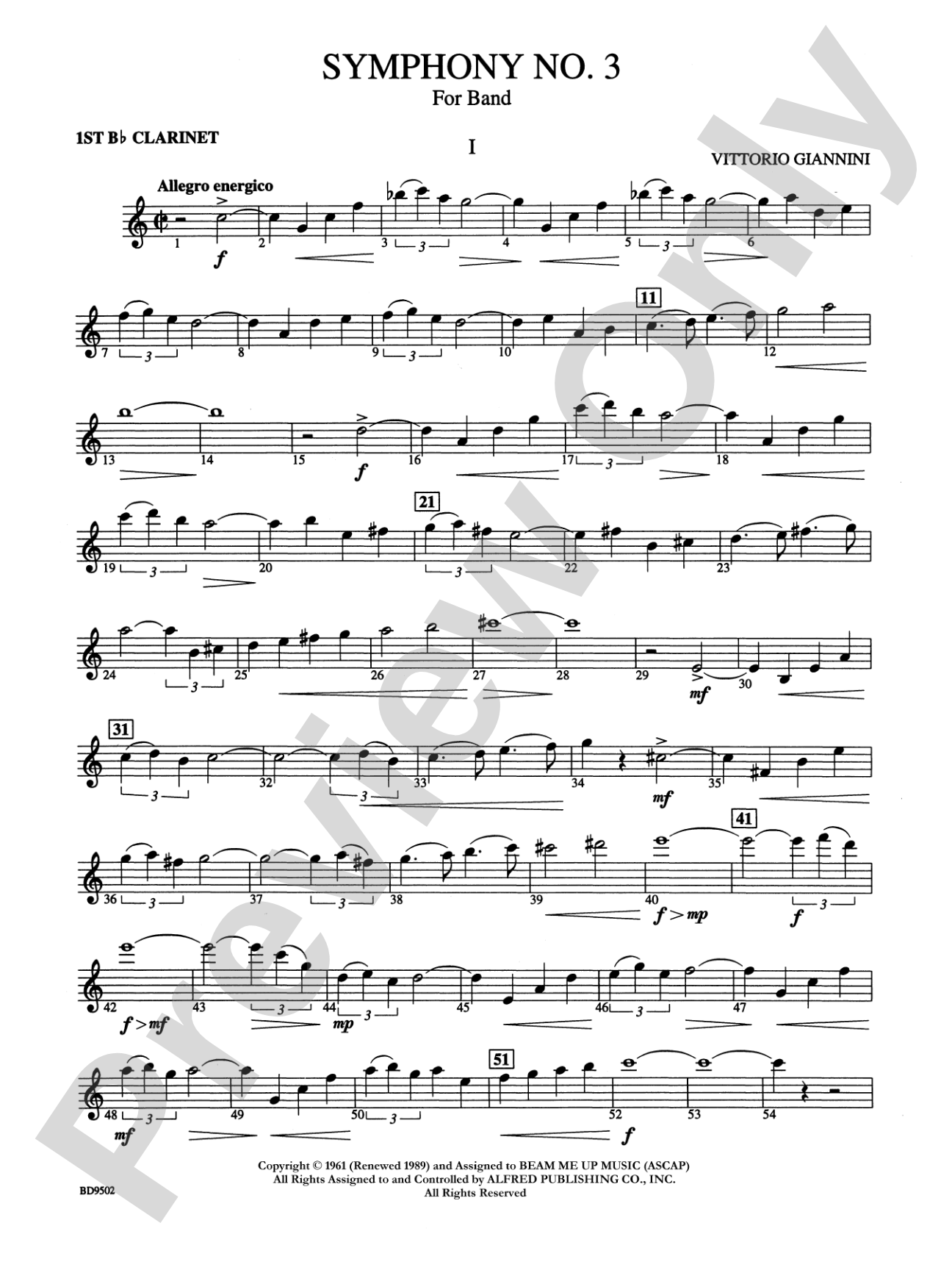 Symphony No. 3 for Band: 1st B-flat Clarinet