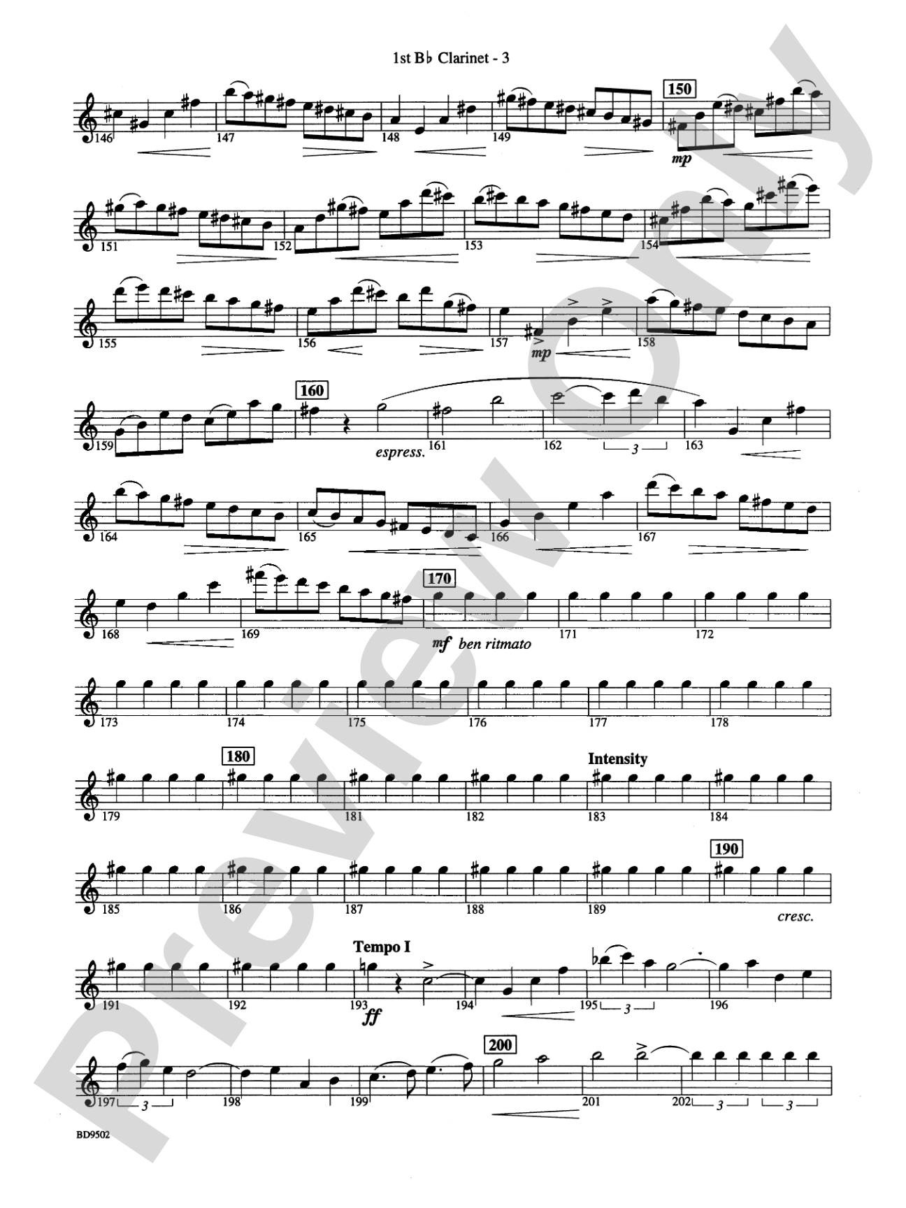 Symphony No. 3 for Band: 1st B-flat Clarinet