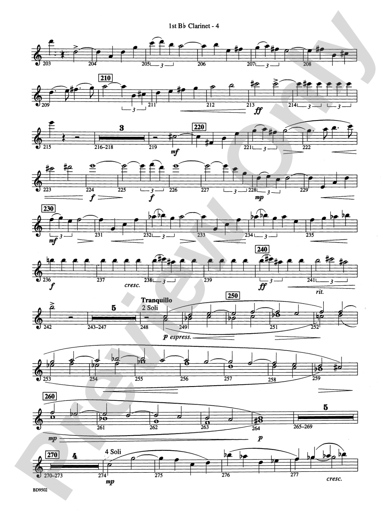 Symphony No. 3 for Band: 1st B-flat Clarinet