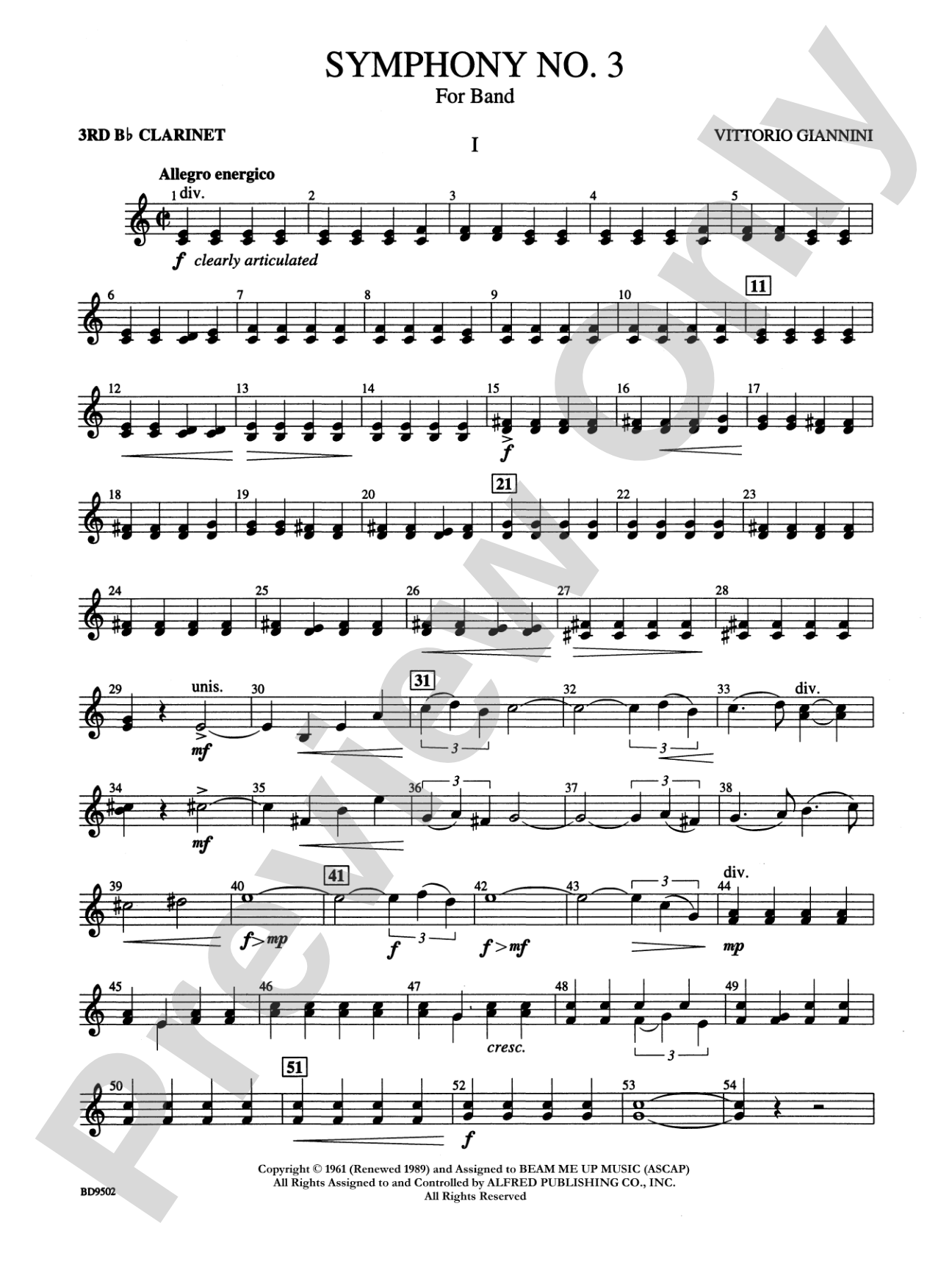 Symphony No. 3 for Band: 3rd B-flat Clarinet