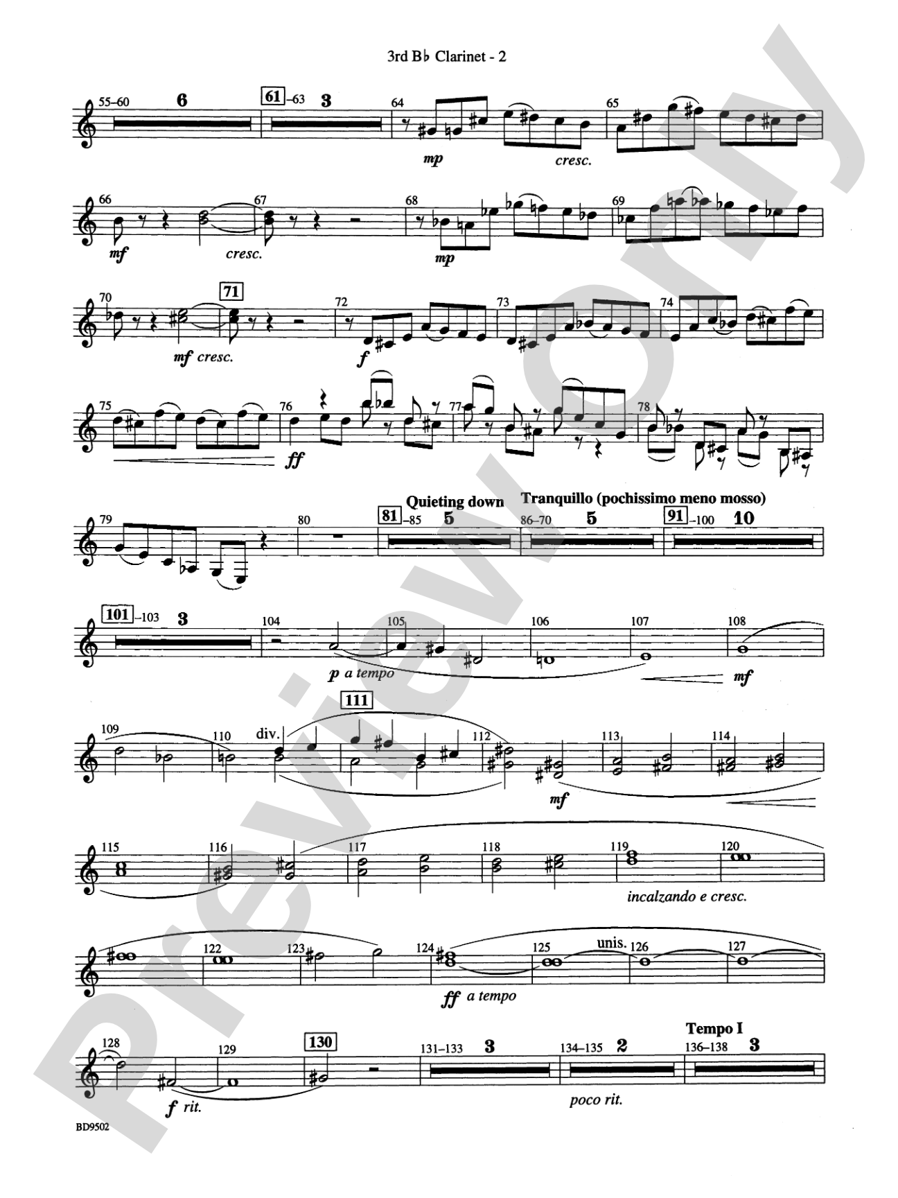 Symphony No. 3 for Band: 3rd B-flat Clarinet