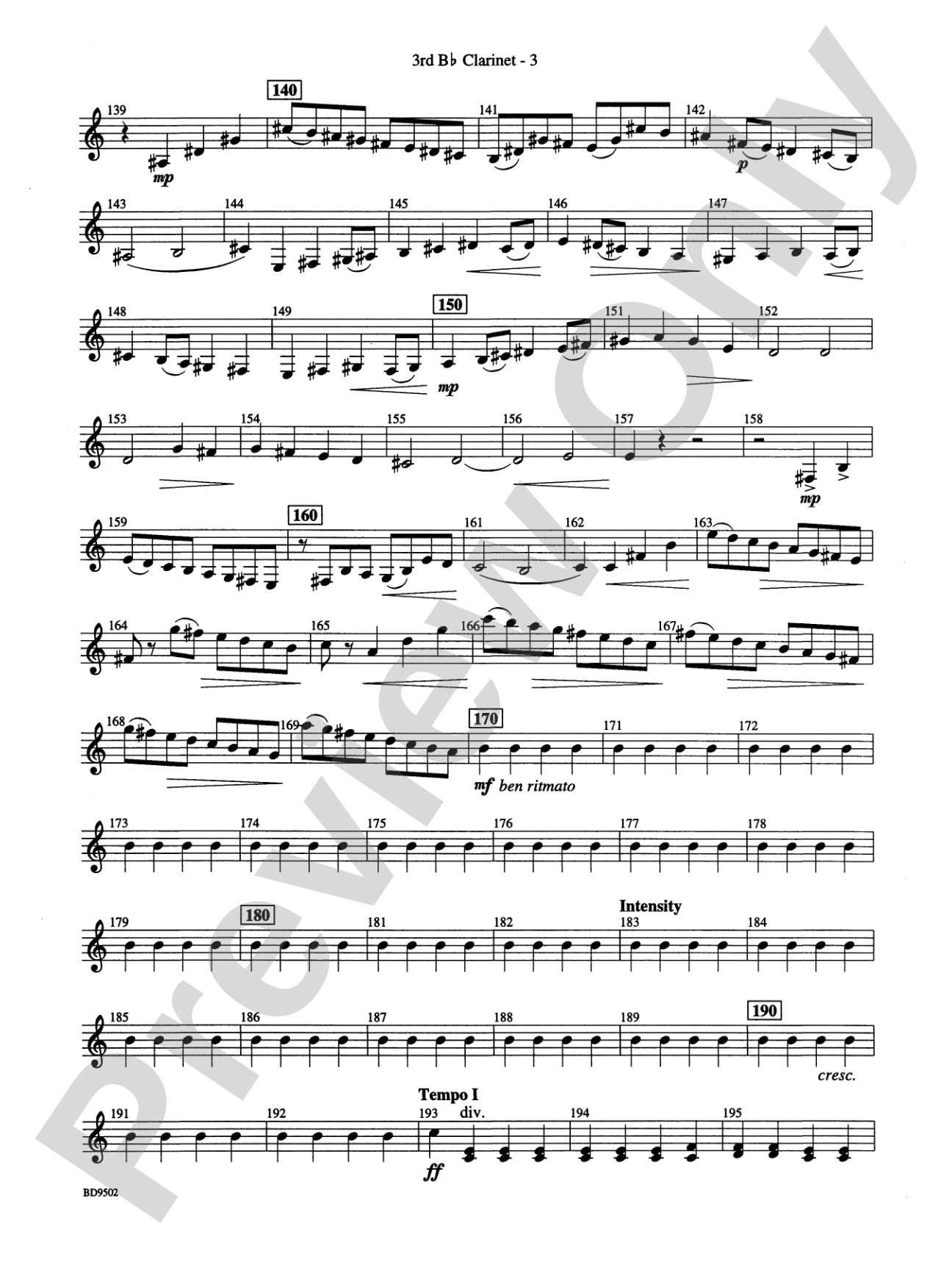 Symphony No. 3 for Band: 3rd B-flat Clarinet