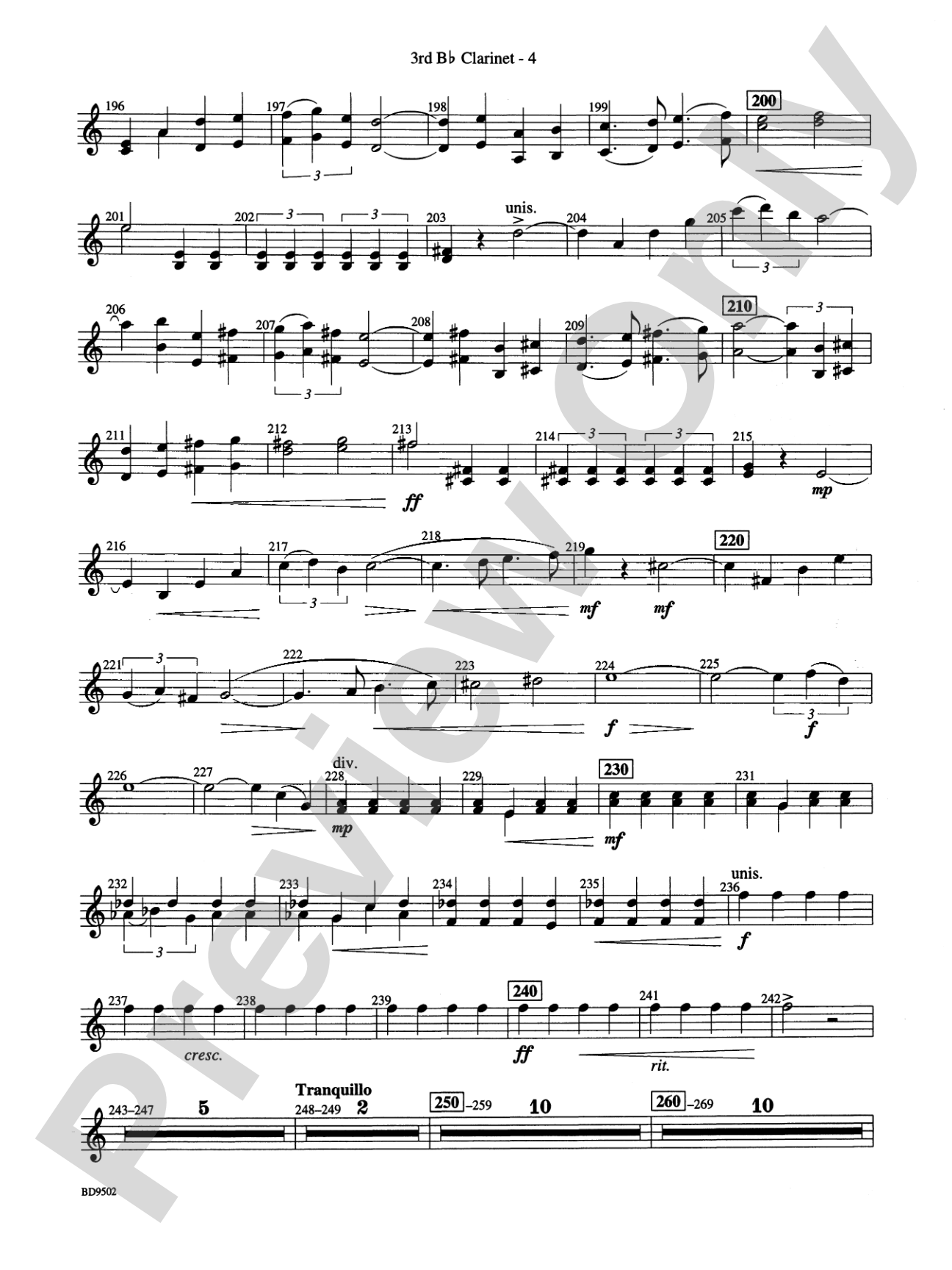 Symphony No. 3 for Band: 3rd B-flat Clarinet