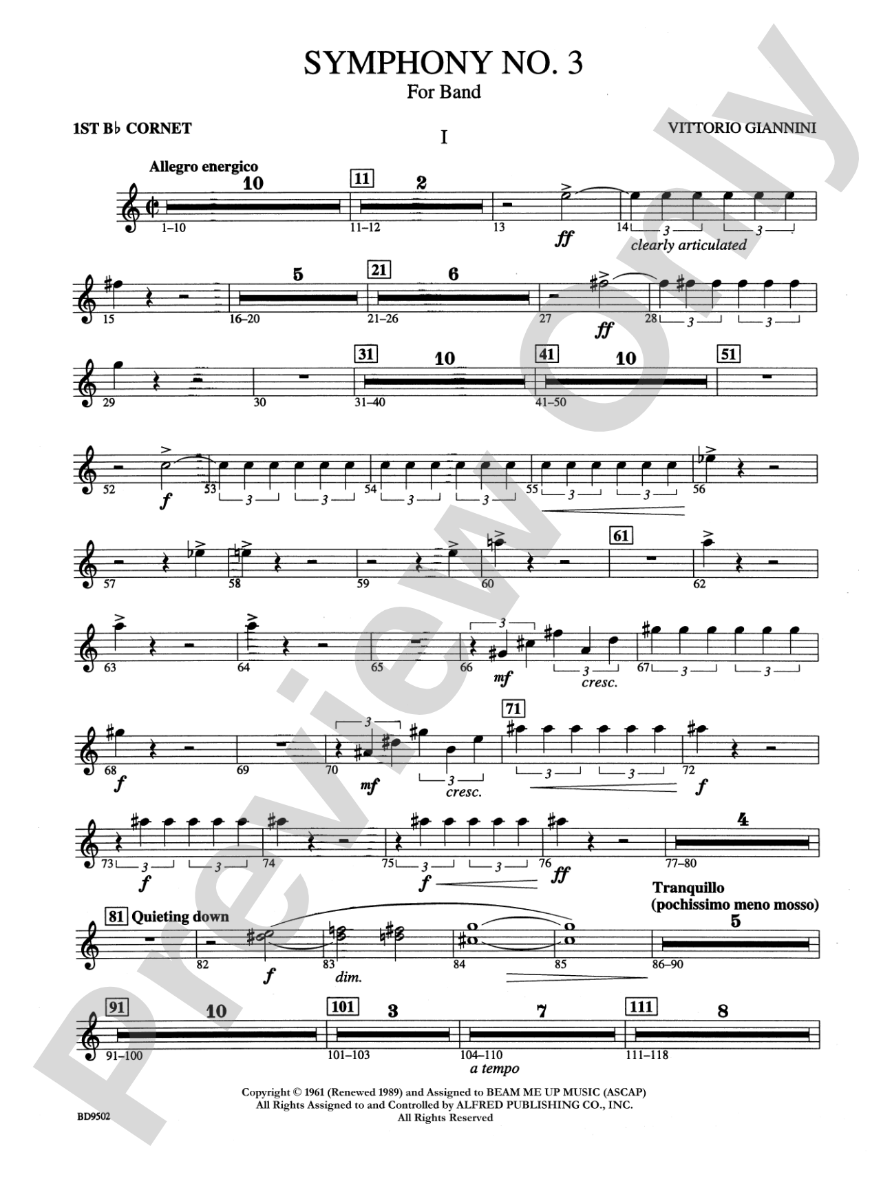 Symphony No. 3 for Band: 1st B-flat Cornet