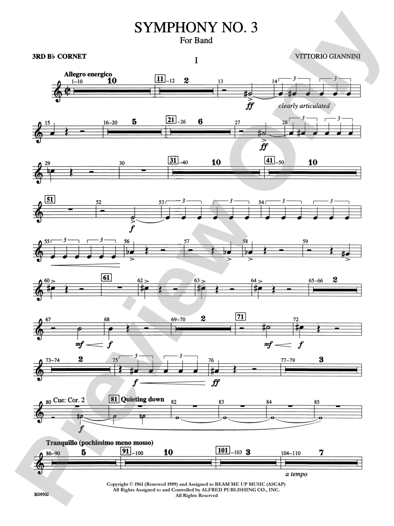 Symphony No. 3 for Band: 3rd B-flat Cornet