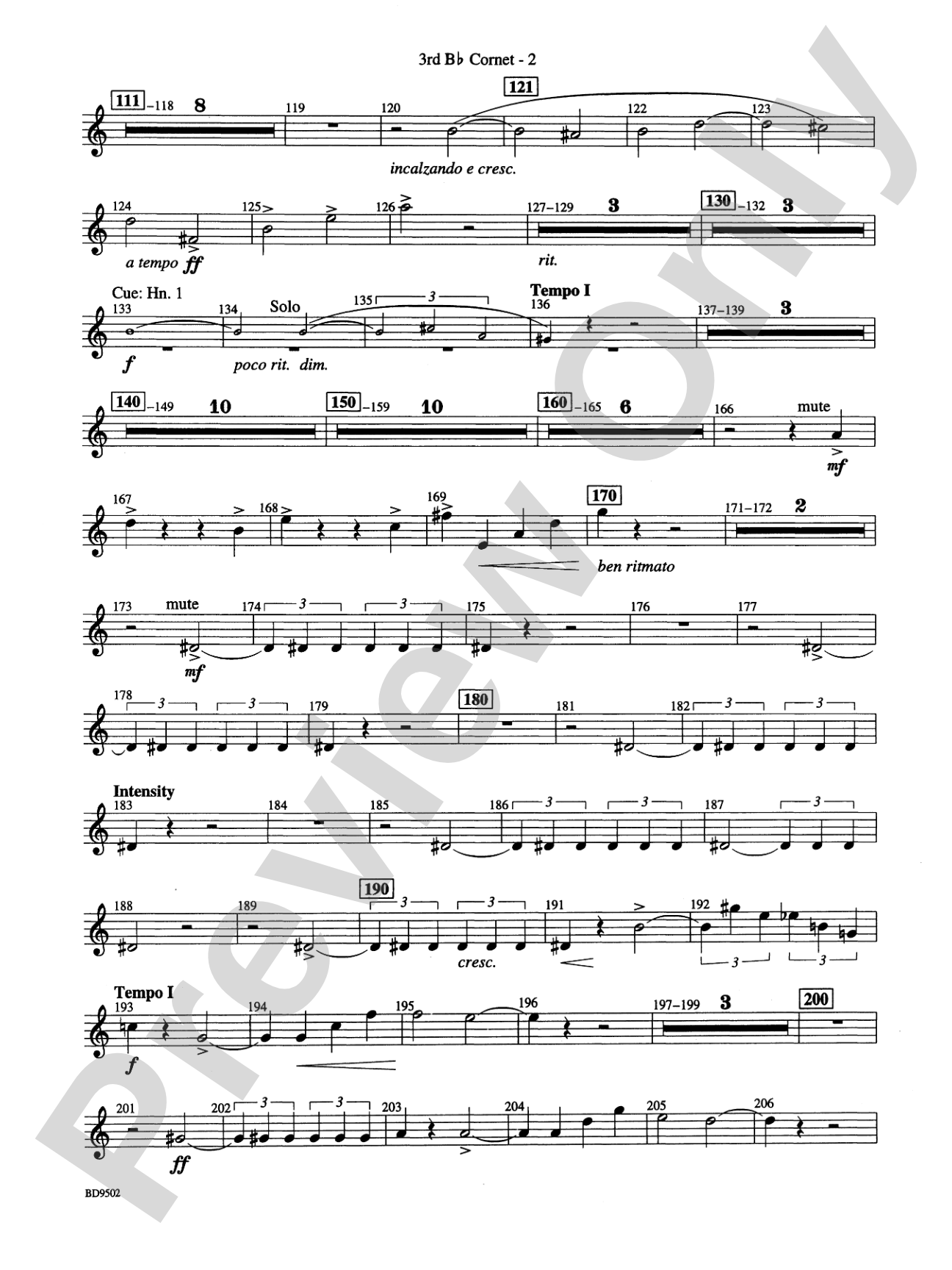 Symphony No. 3 for Band: 3rd B-flat Cornet