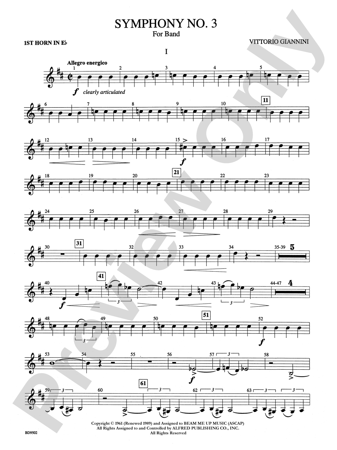 Symphony No. 3 for Band: WP 1st Horn in E-flat