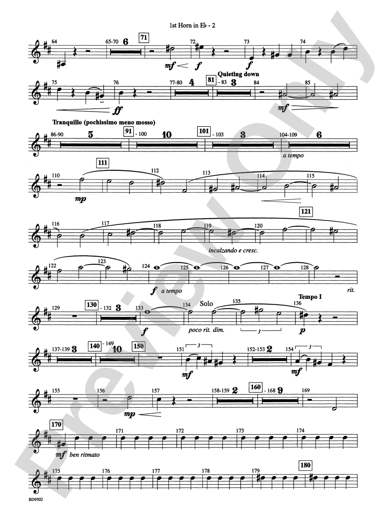 Symphony No. 3 for Band: WP 1st Horn in E-flat