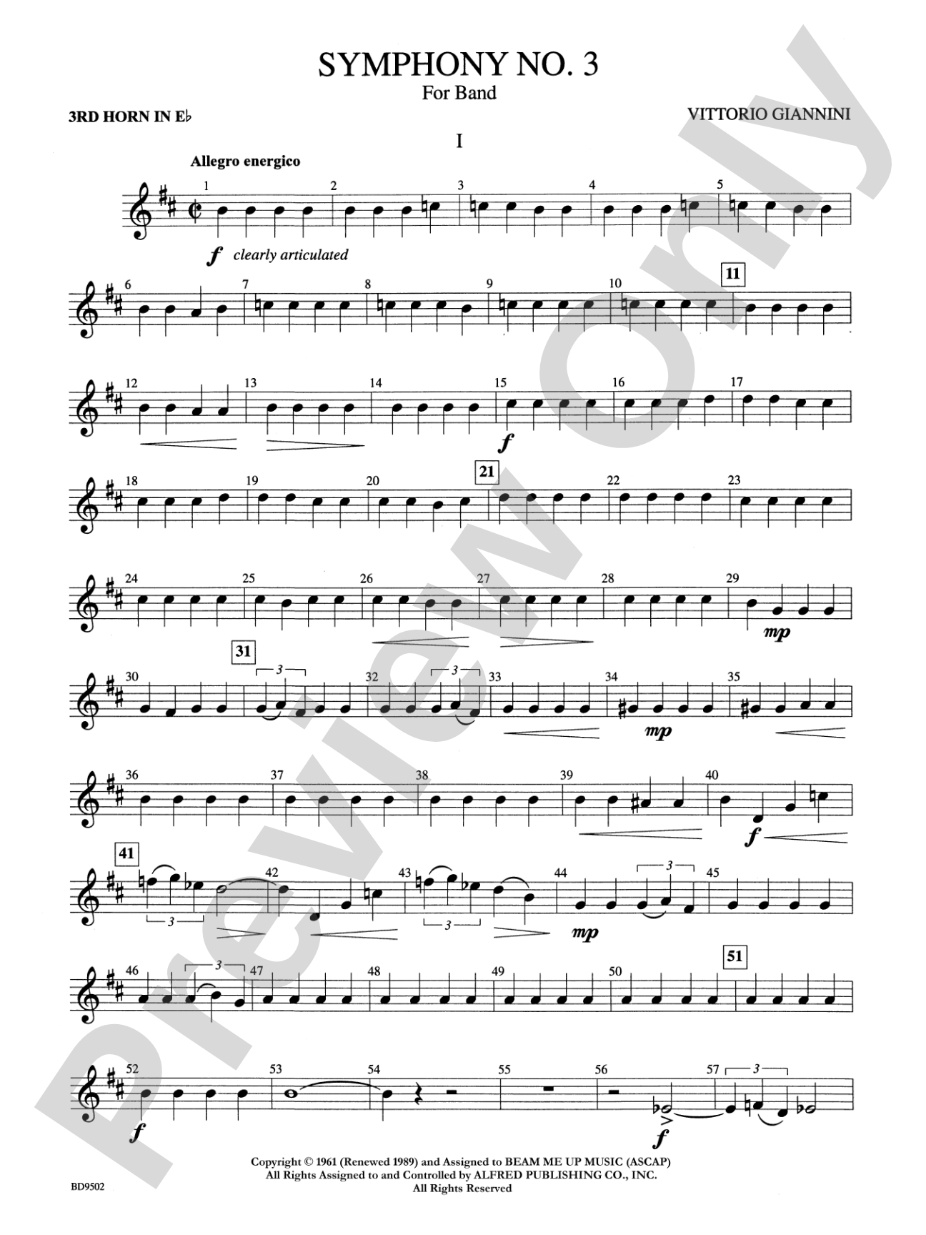 Symphony No. 3 for Band: WP 3rd Horn in E-flat