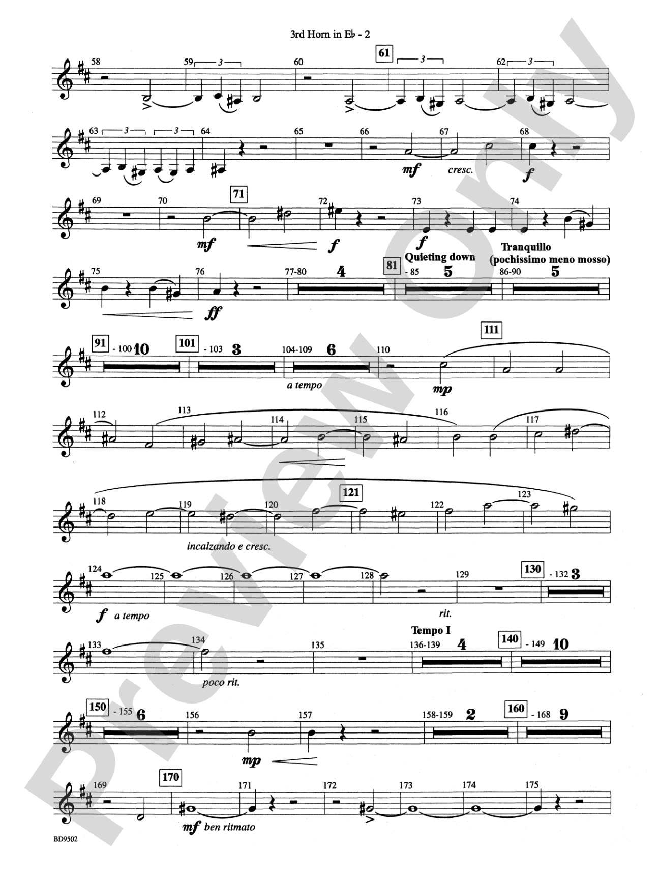 Symphony No. 3 for Band: WP 3rd Horn in E-flat