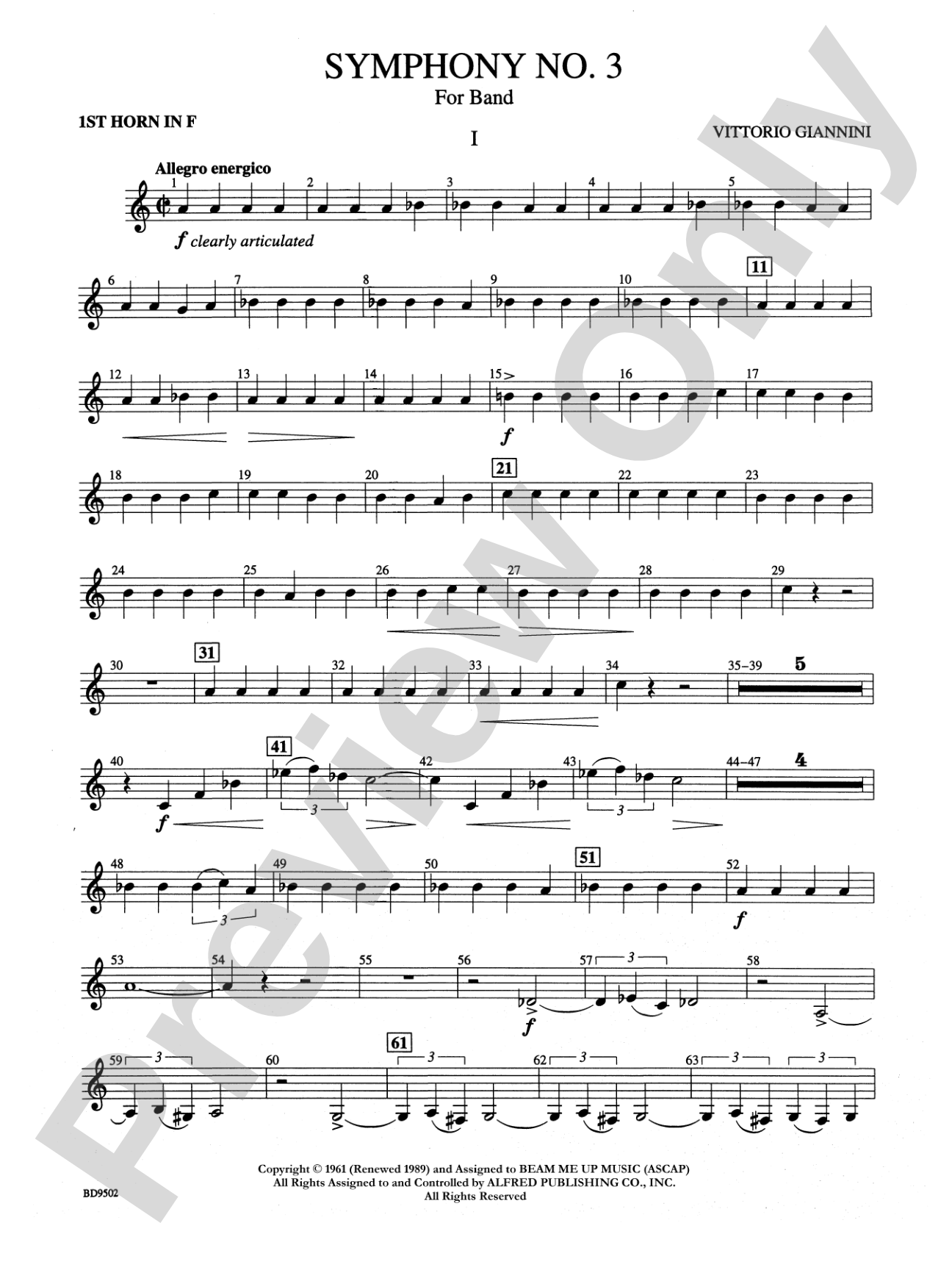 Symphony No. 3 for Band: 1st F Horn