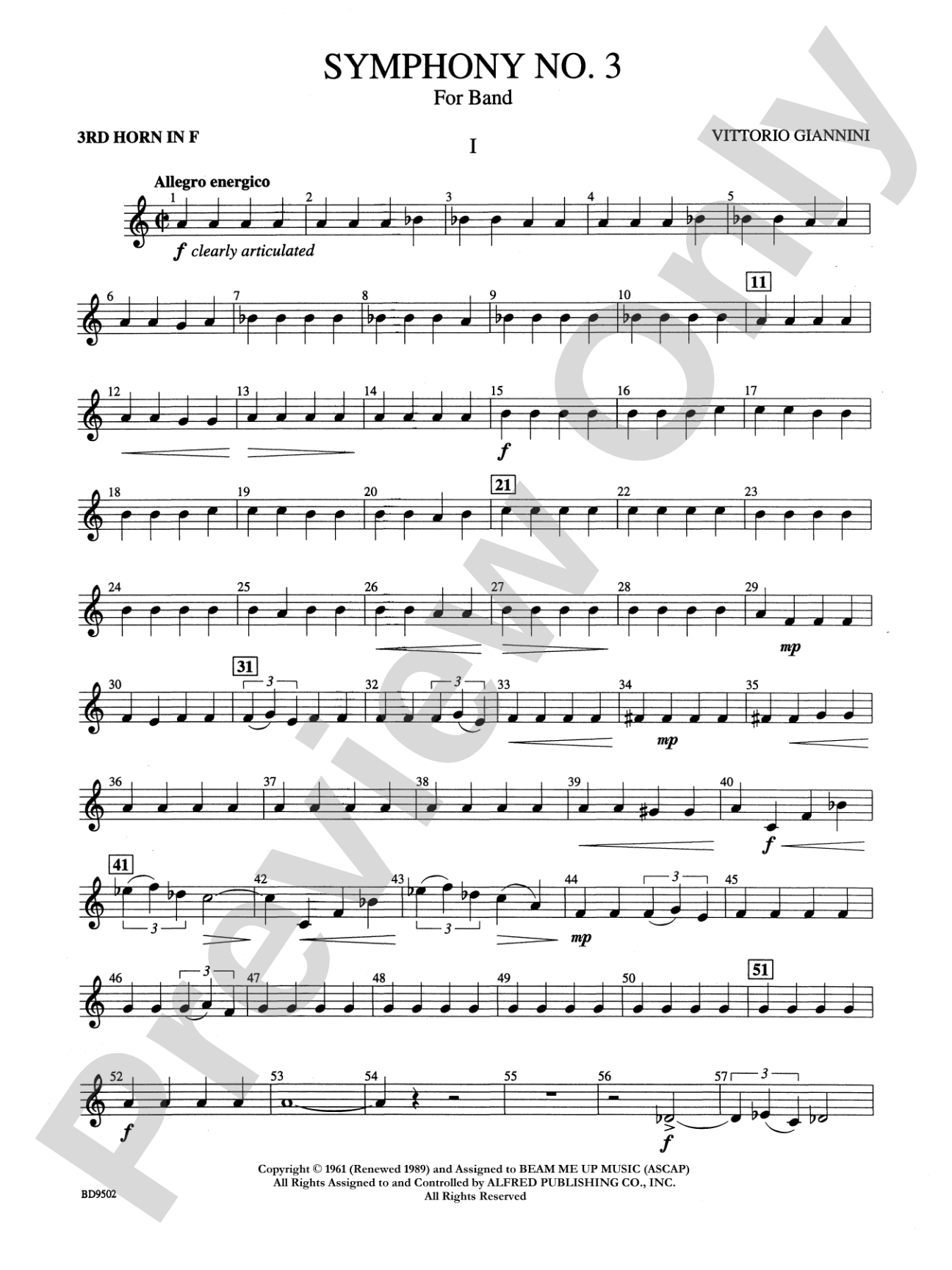 Symphony No. 3 for Band: 3rd F Horn