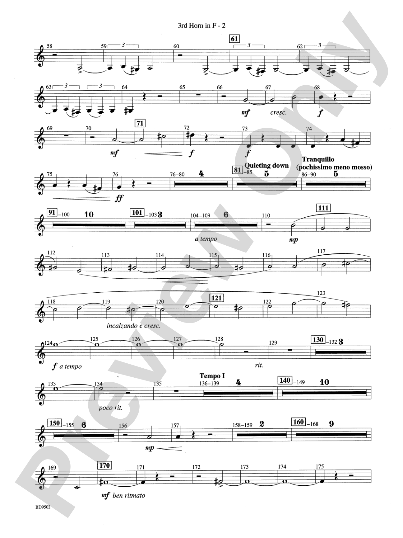Symphony No. 3 for Band: 3rd F Horn
