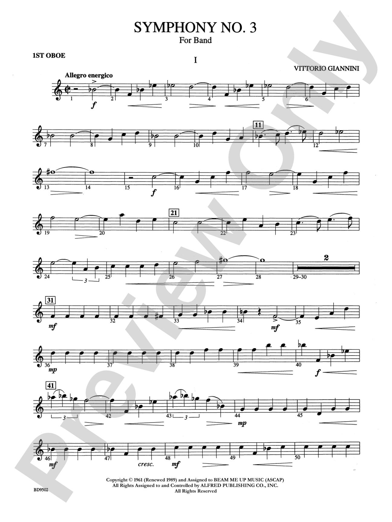 Symphony No. 3 for Band: Oboe