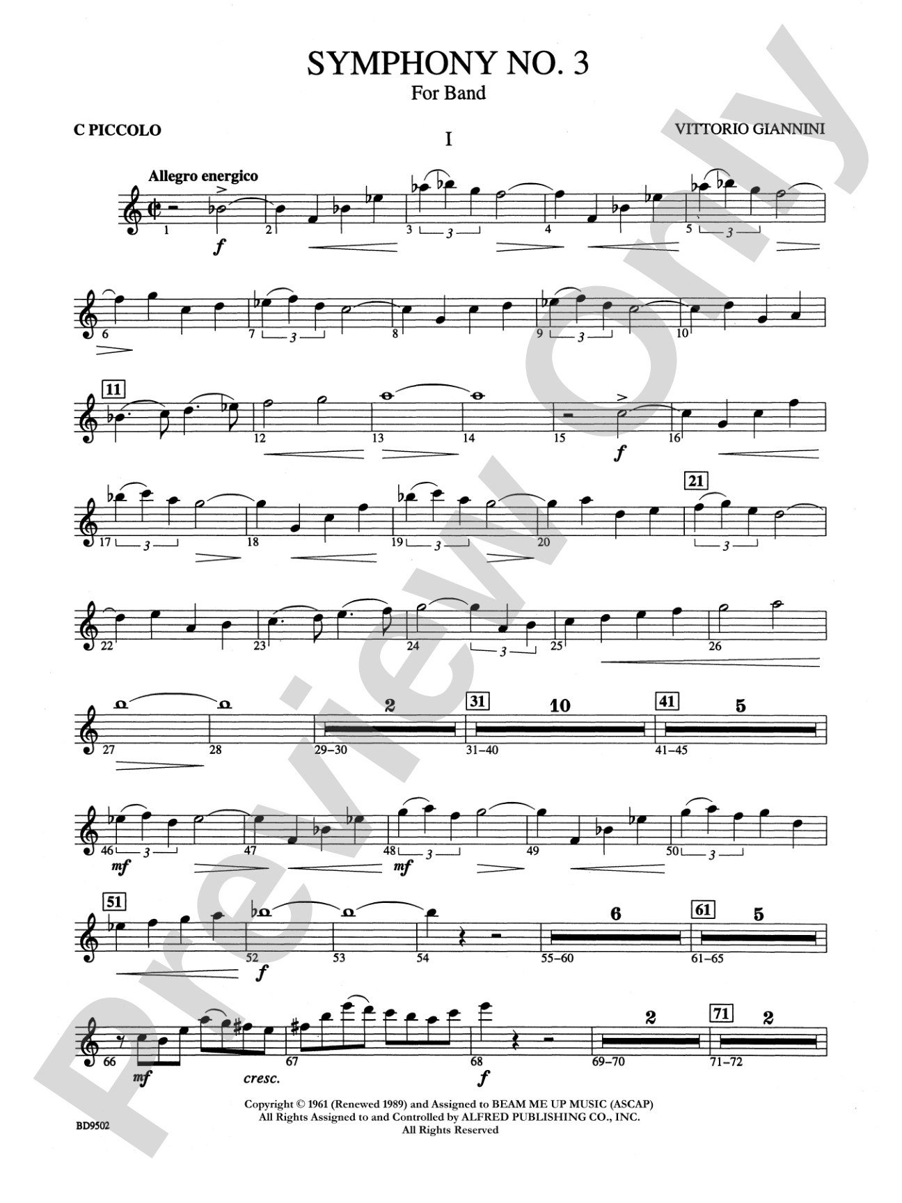 Symphony No. 3 for Band: Piccolo