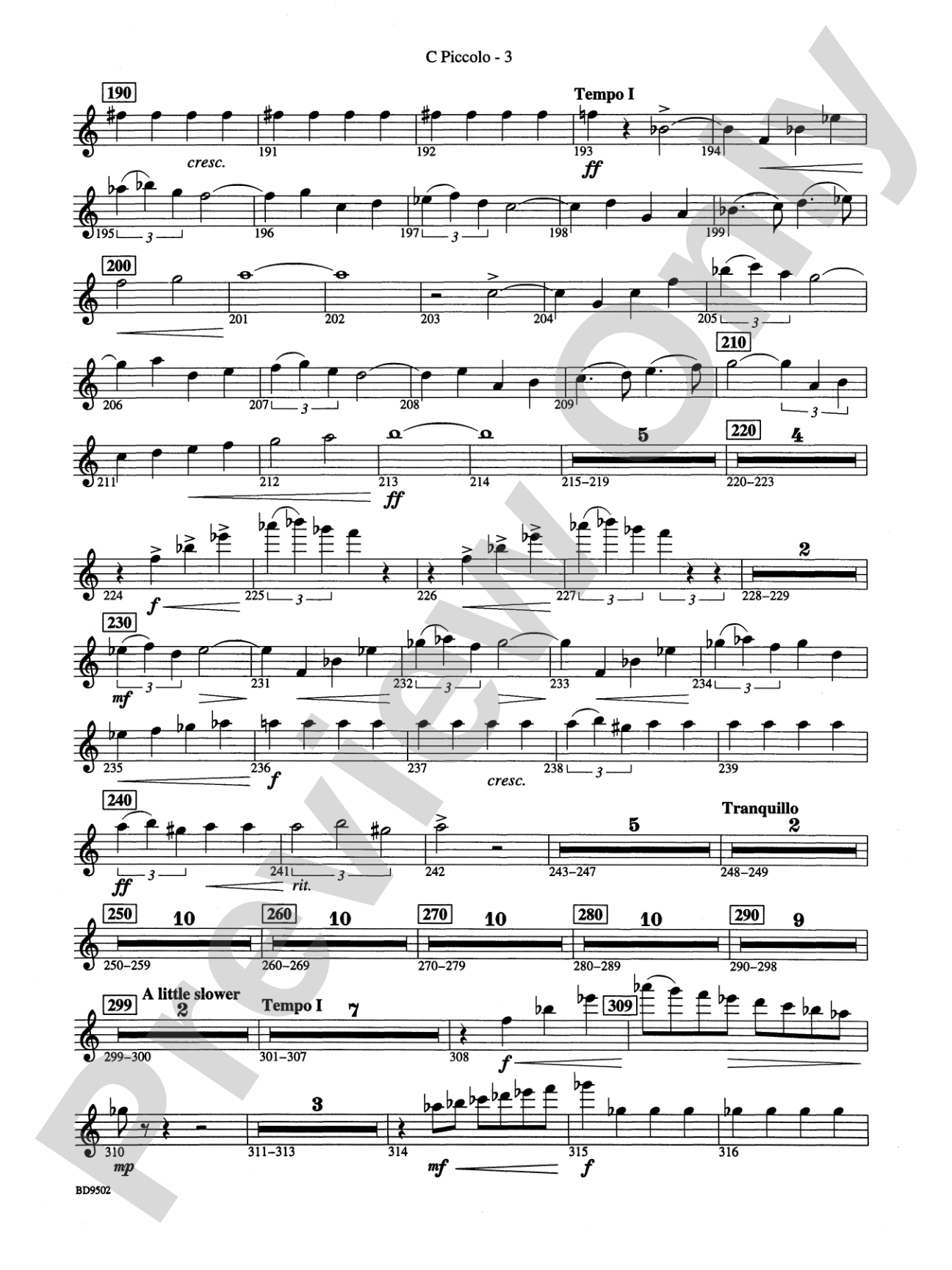 Symphony No. 3 for Band: Piccolo
