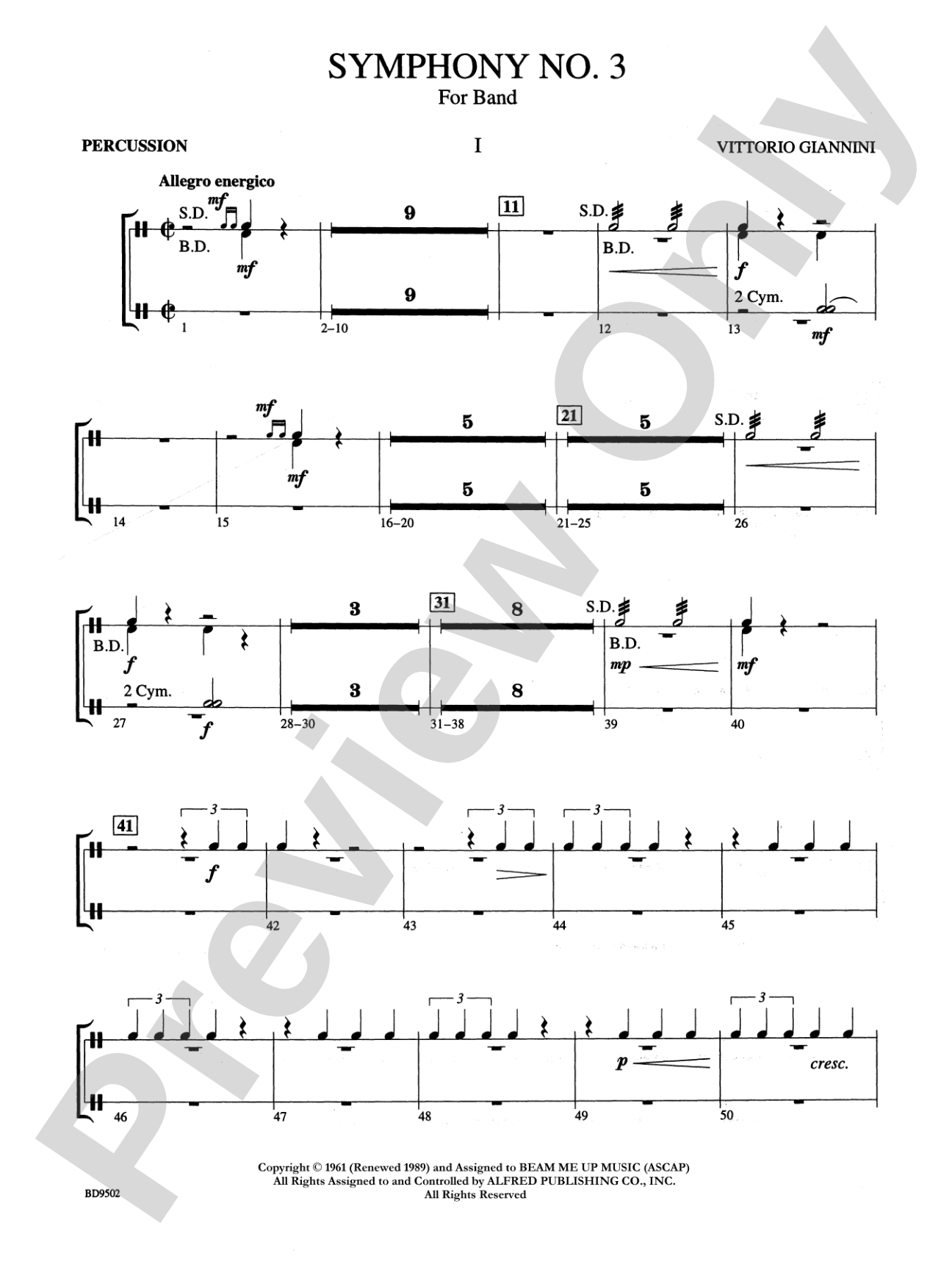 Symphony No. 3 for Band: 1st Percussion