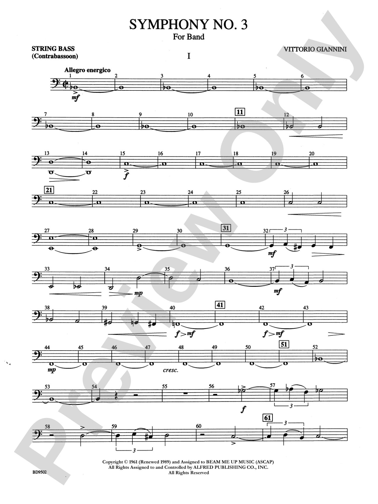 Symphony No. 3 for Band: String Bass