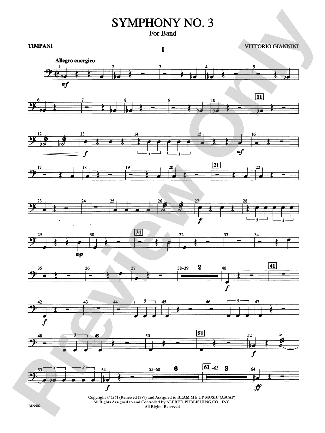 Symphony No. 3 for Band: Timpani