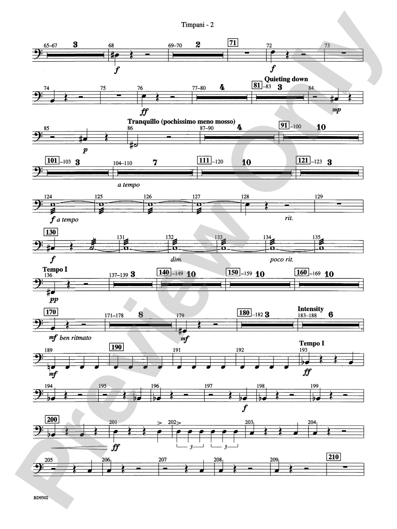 Symphony No. 3 for Band: Timpani