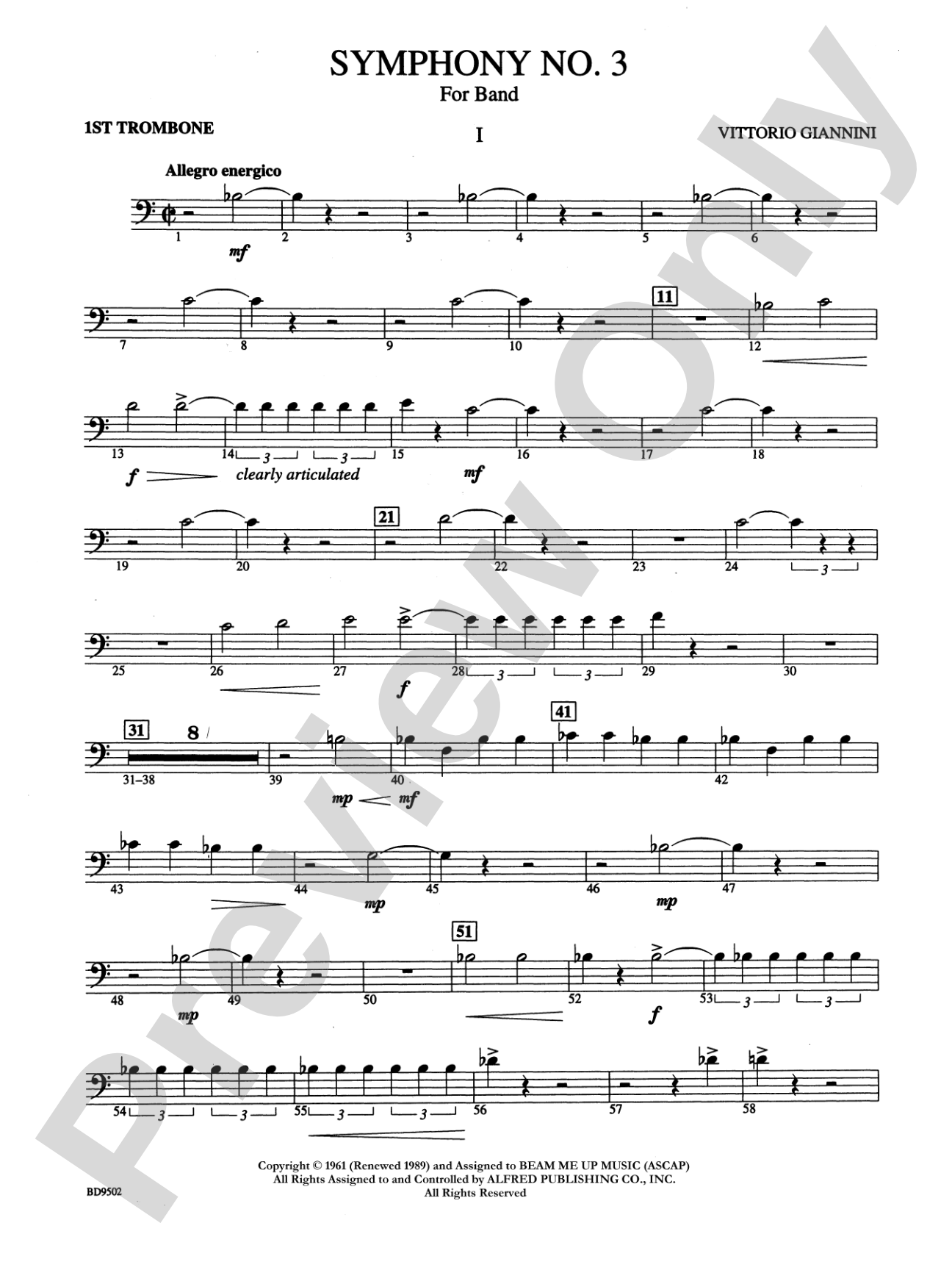 Symphony No. 3 for Band: 1st Trombone