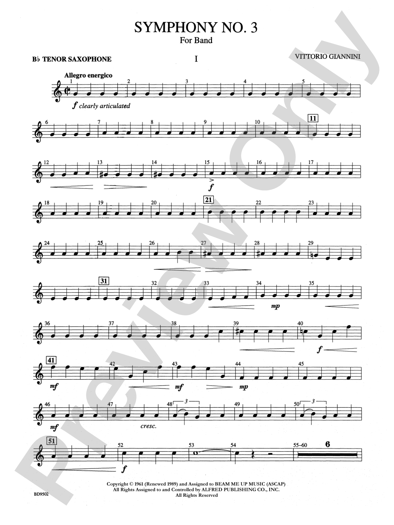Symphony No. 3 for Band: B-flat Tenor Saxophone