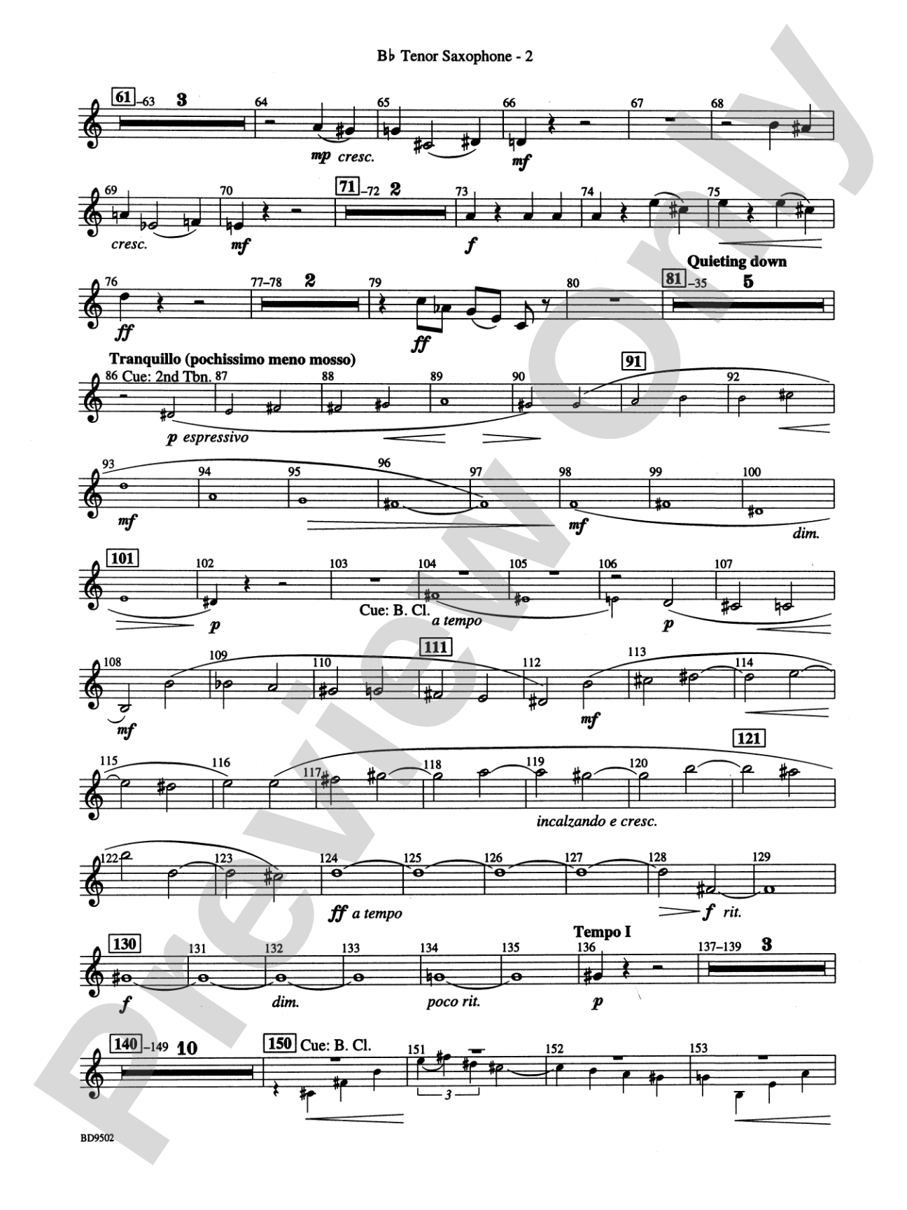 Symphony No. 3 for Band: B-flat Tenor Saxophone