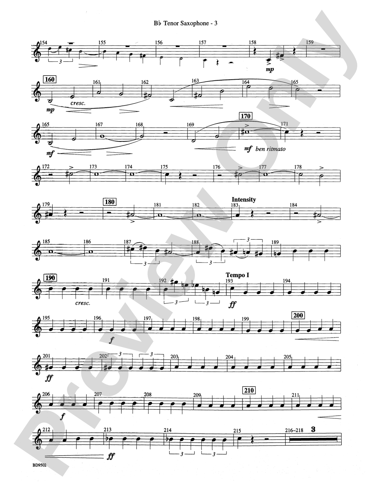 Symphony No. 3 for Band: B-flat Tenor Saxophone