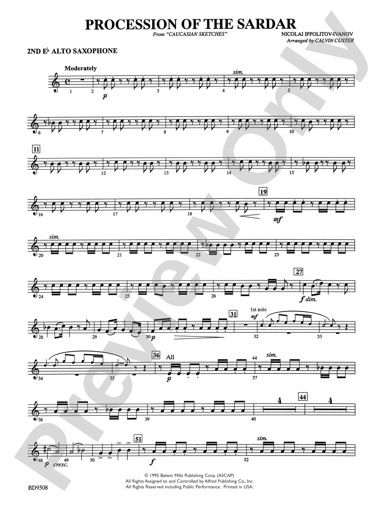 Procession of the Sardar (from Caucasian Sketches): 2nd E-flat Alto Saxophone