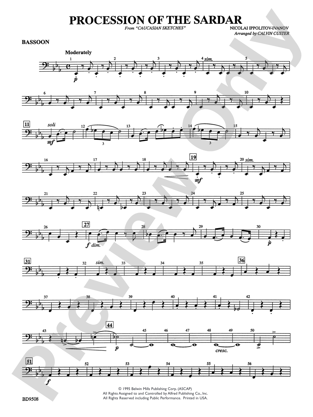 Procession of the Sardar (from Caucasian Sketches): Bassoon