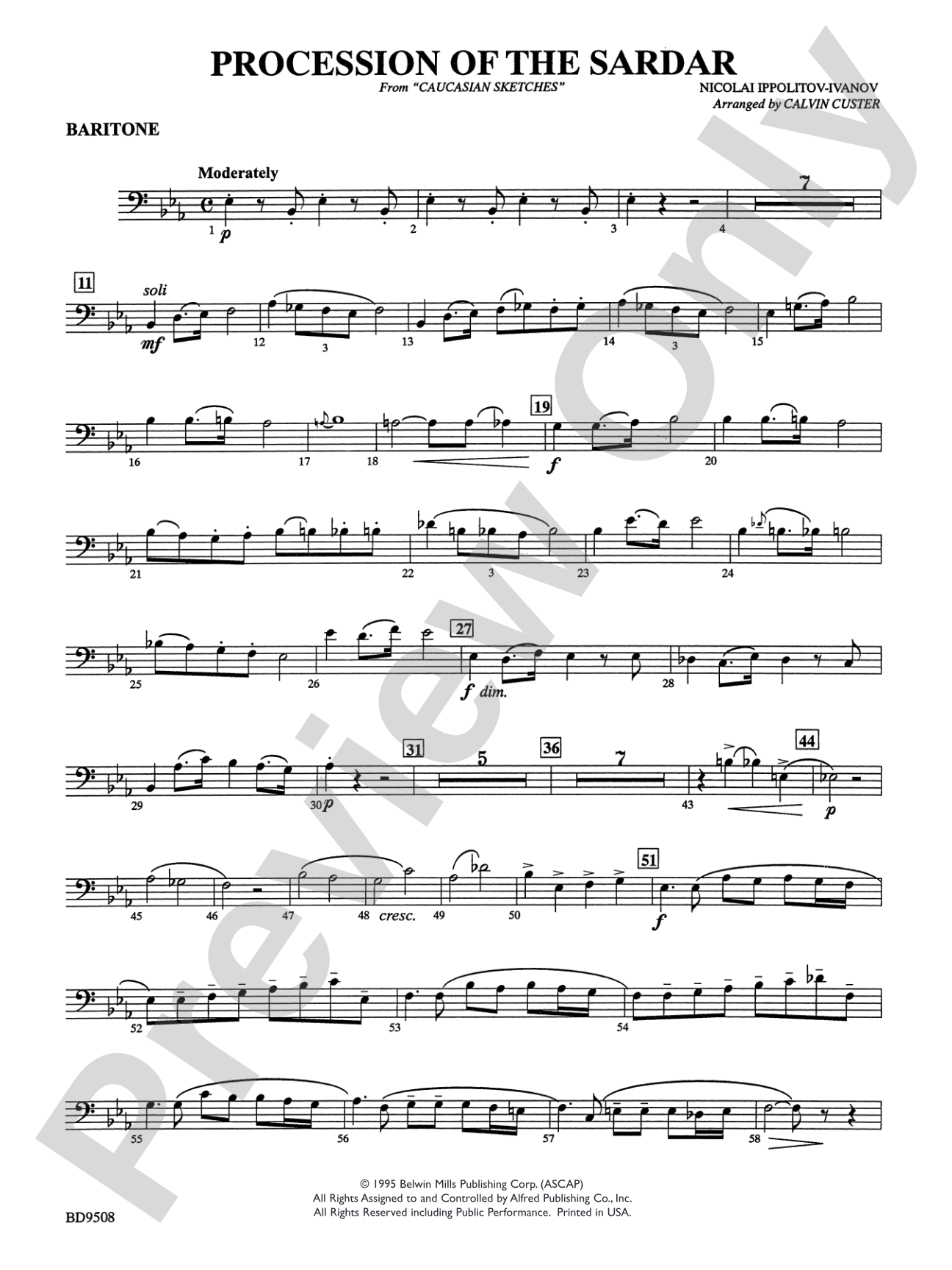 Procession of the Sardar (from Caucasian Sketches): Baritone B.C.