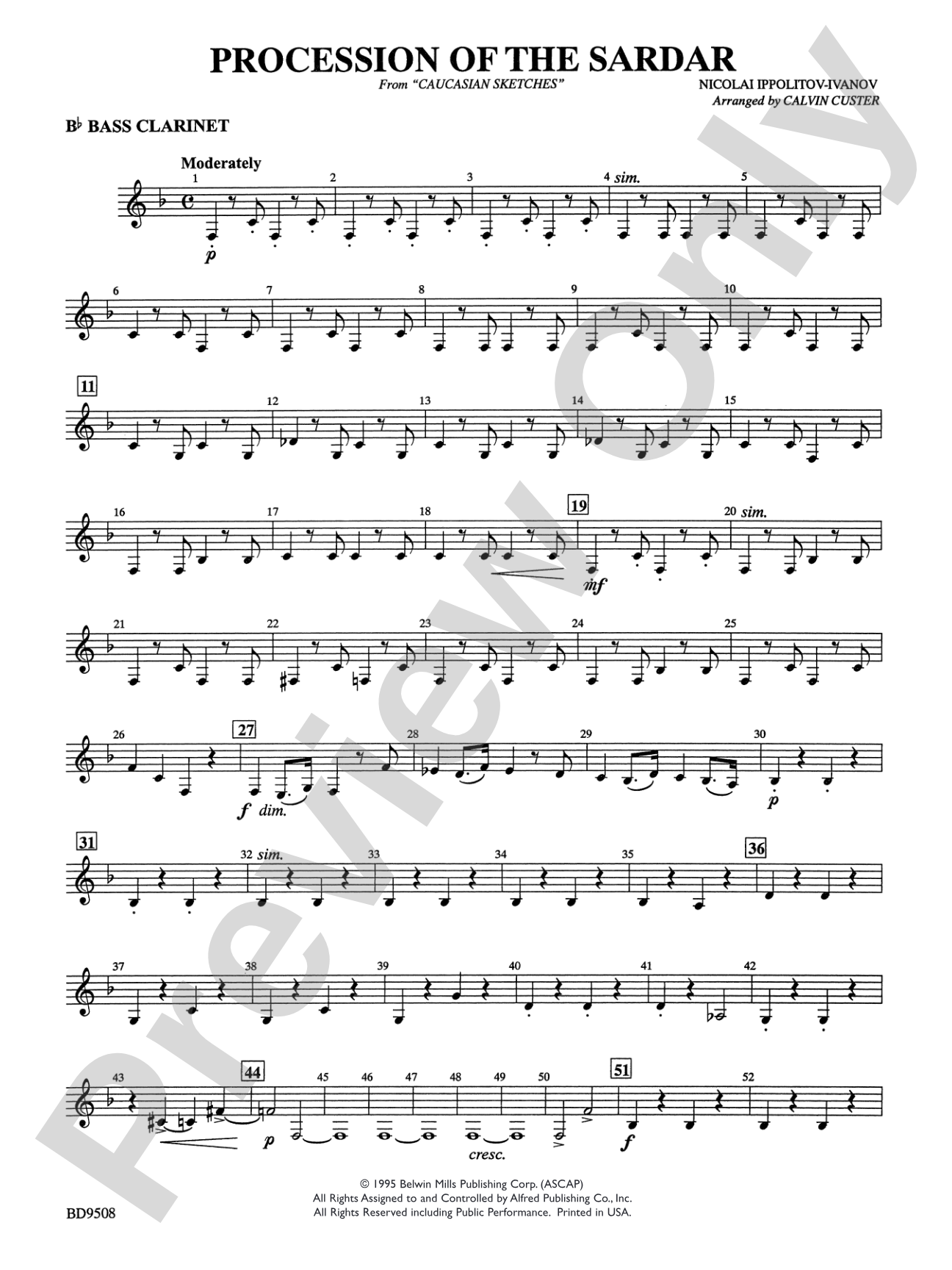 Procession of the Sardar (from Caucasian Sketches): B-flat Bass Clarinet