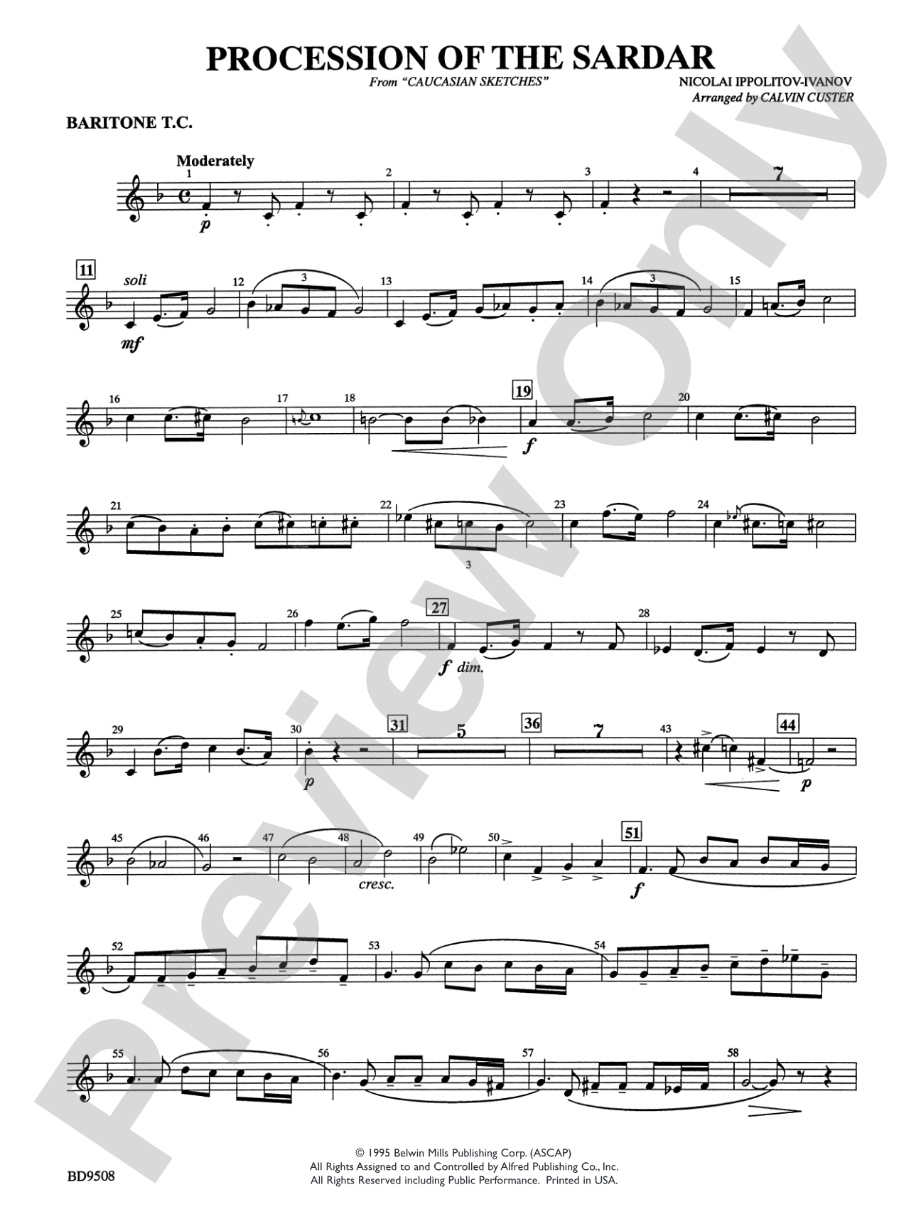 Procession of the Sardar (from Caucasian Sketches): Baritone T.C.