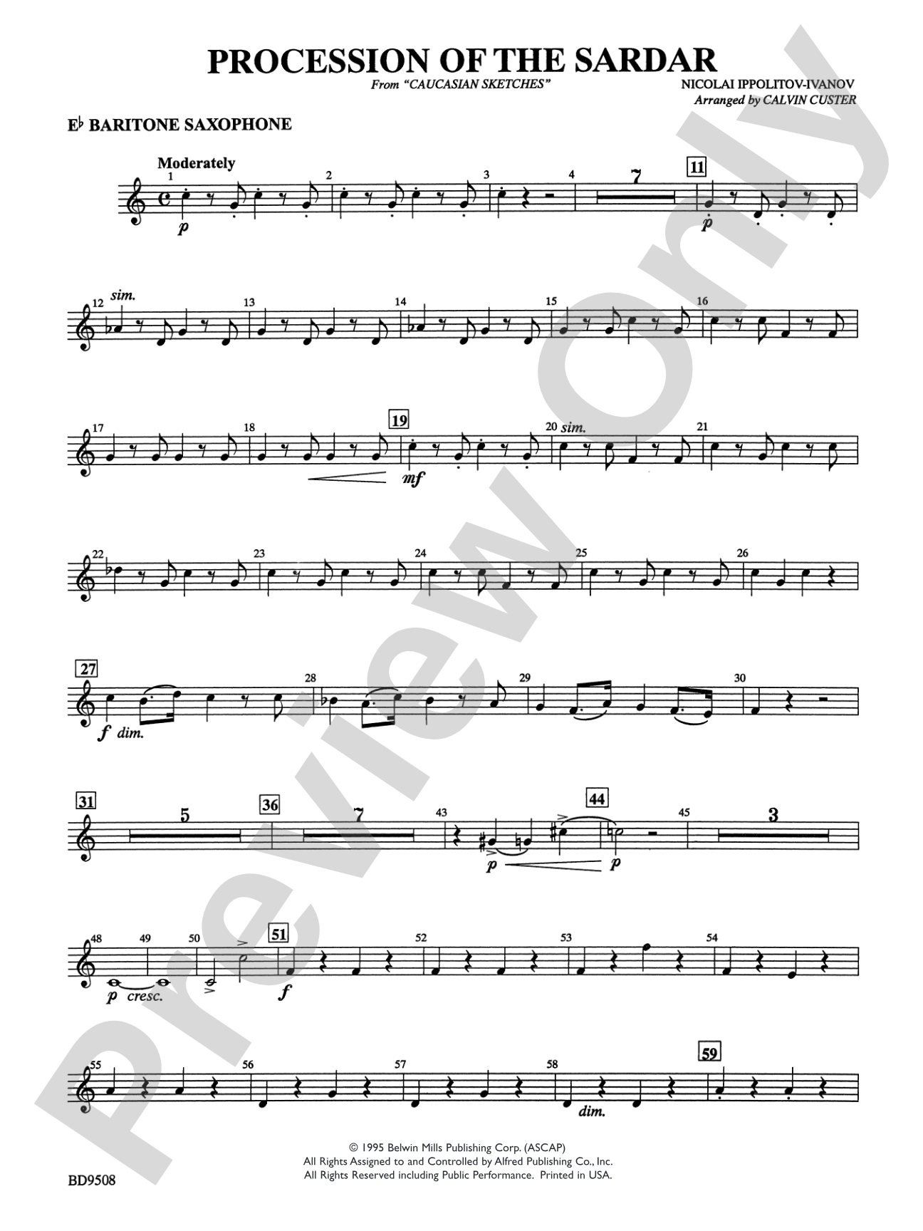 Procession of the Sardar (from Caucasian Sketches): E-flat Baritone Saxophone