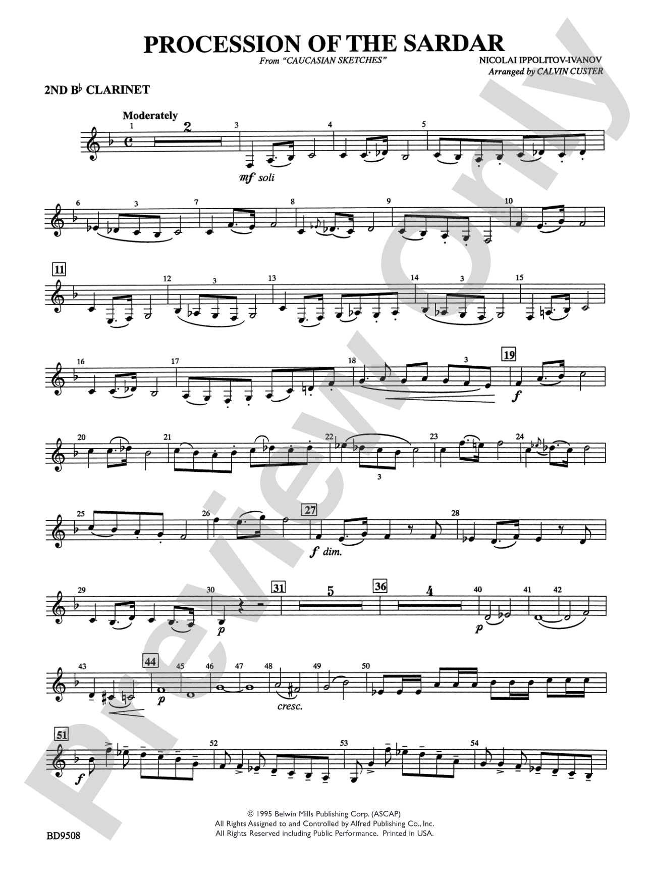 Procession of the Sardar (from Caucasian Sketches): 2nd B-flat Clarinet